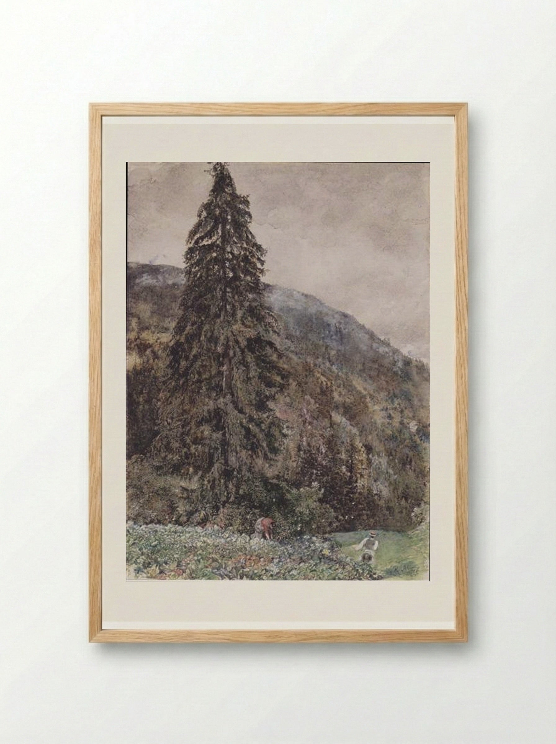 The Large Pine in Gastein - Rudolf von Alt - Framed Print Wood