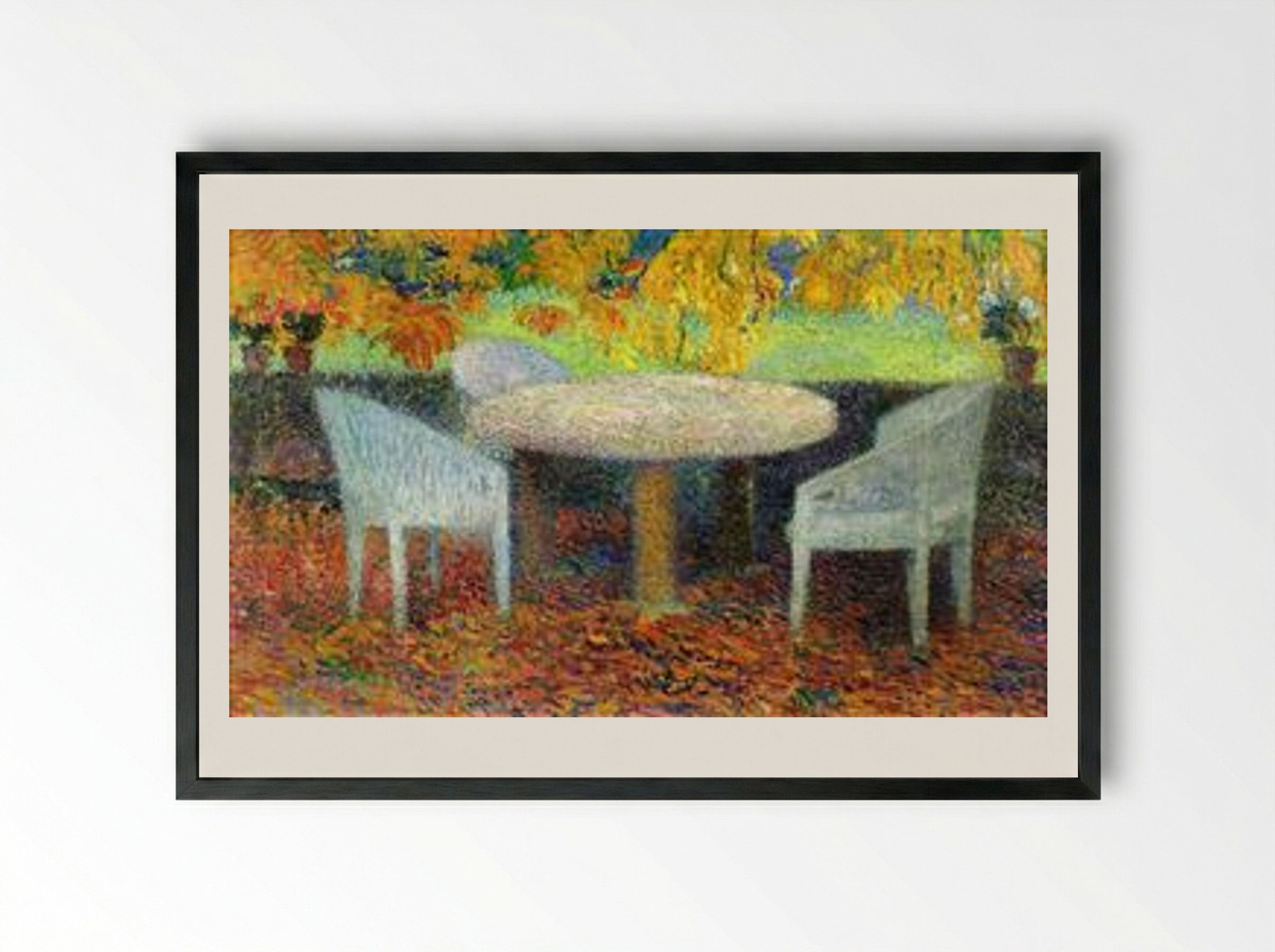 The Large Stone Table under the Chestnut Trees at Marquayrol - Henri Martin - Framed Print Black