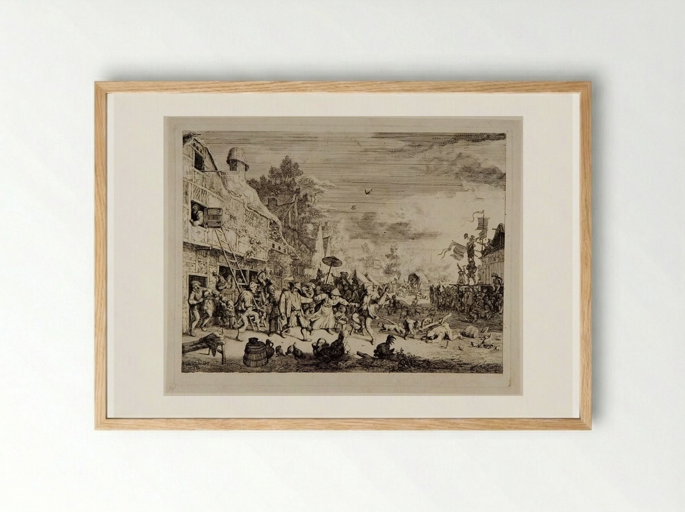 The Large Village Fair - Cornelis Dusart - Framed Print Wood