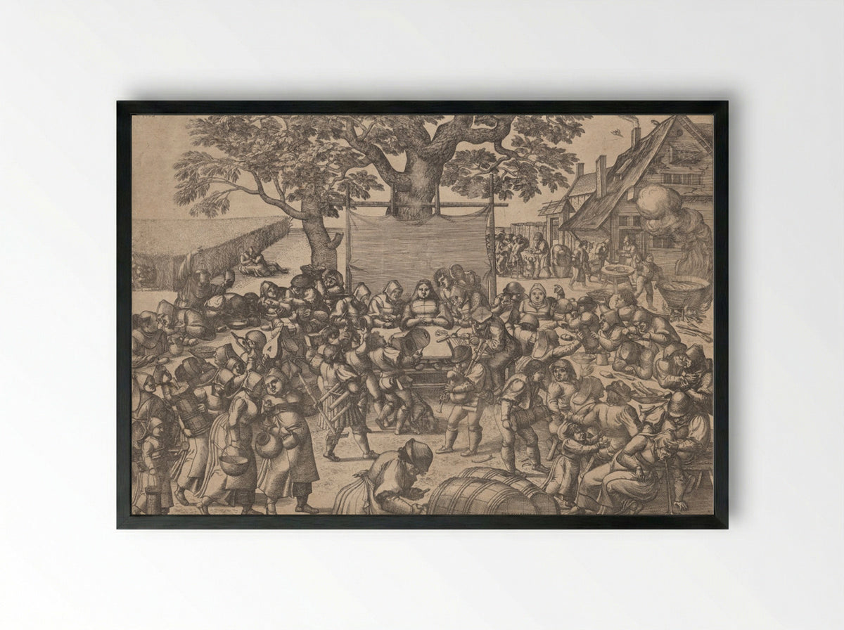 The Large Wedding Feast - Peeter van der Borcht - Framed Print Black
