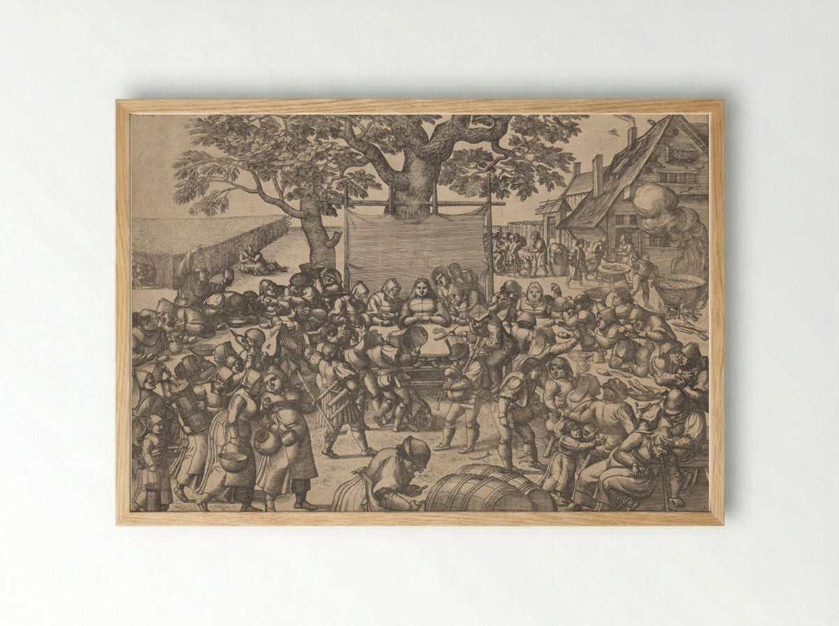 The Large Wedding Feast - Peeter van der Borcht - Framed Print Wood