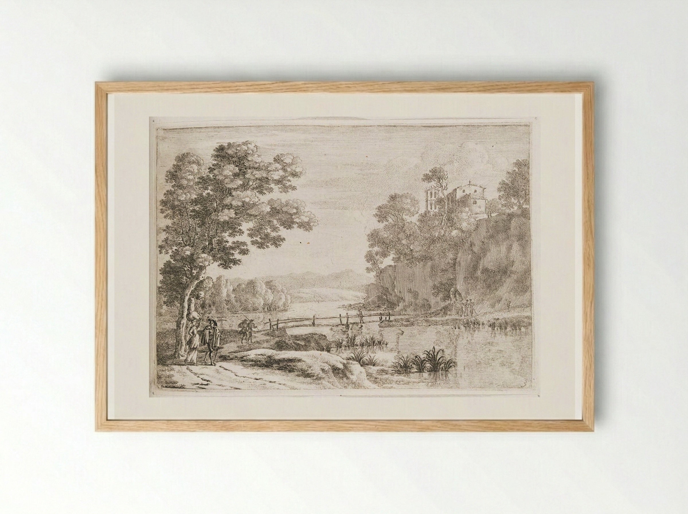 The Large Wooden Bridge - Herman van Swanevelt - Framed Print Wood