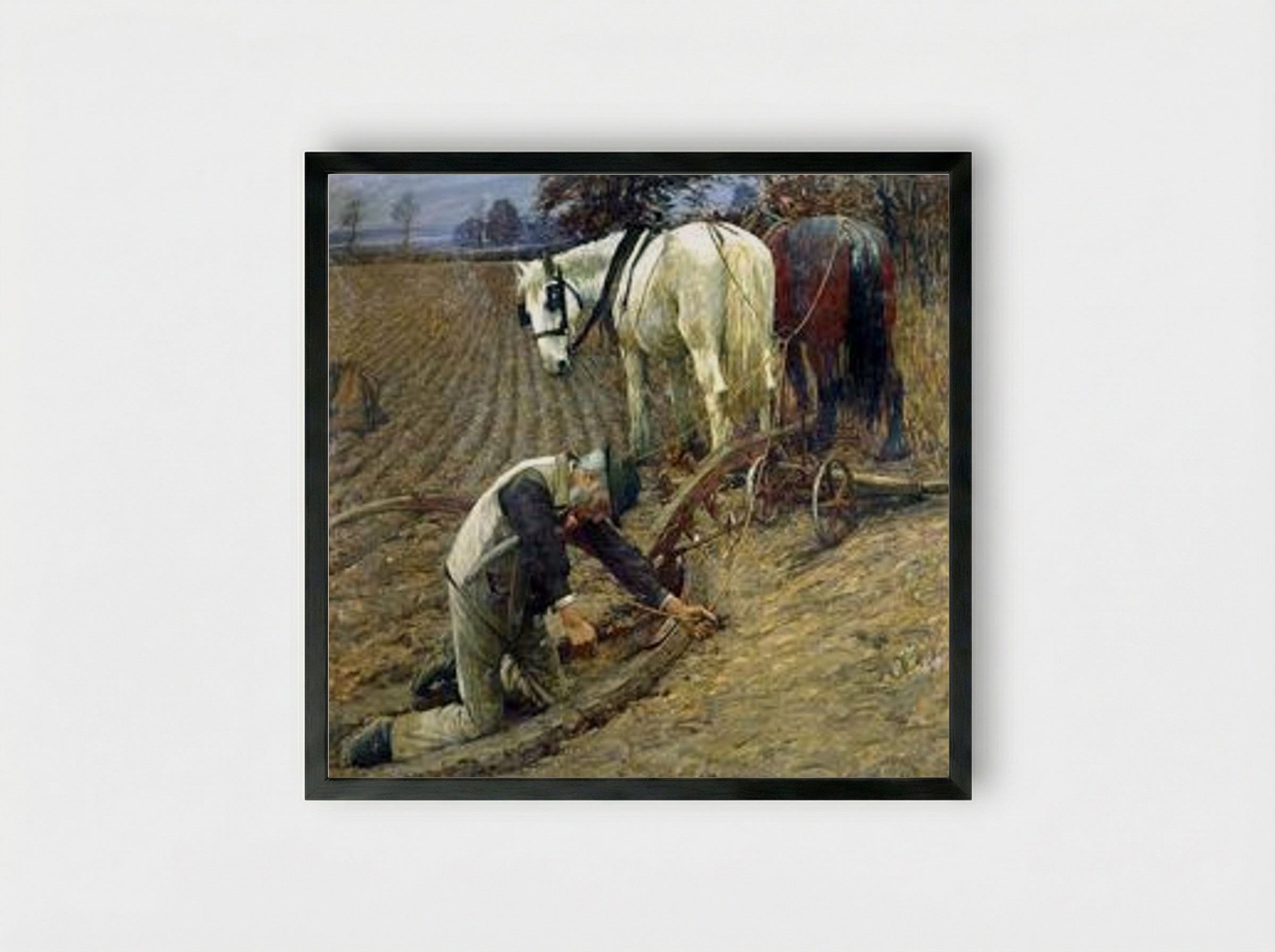 The Last Furrow - Henry Herbert La Thangue - Framed Print Black