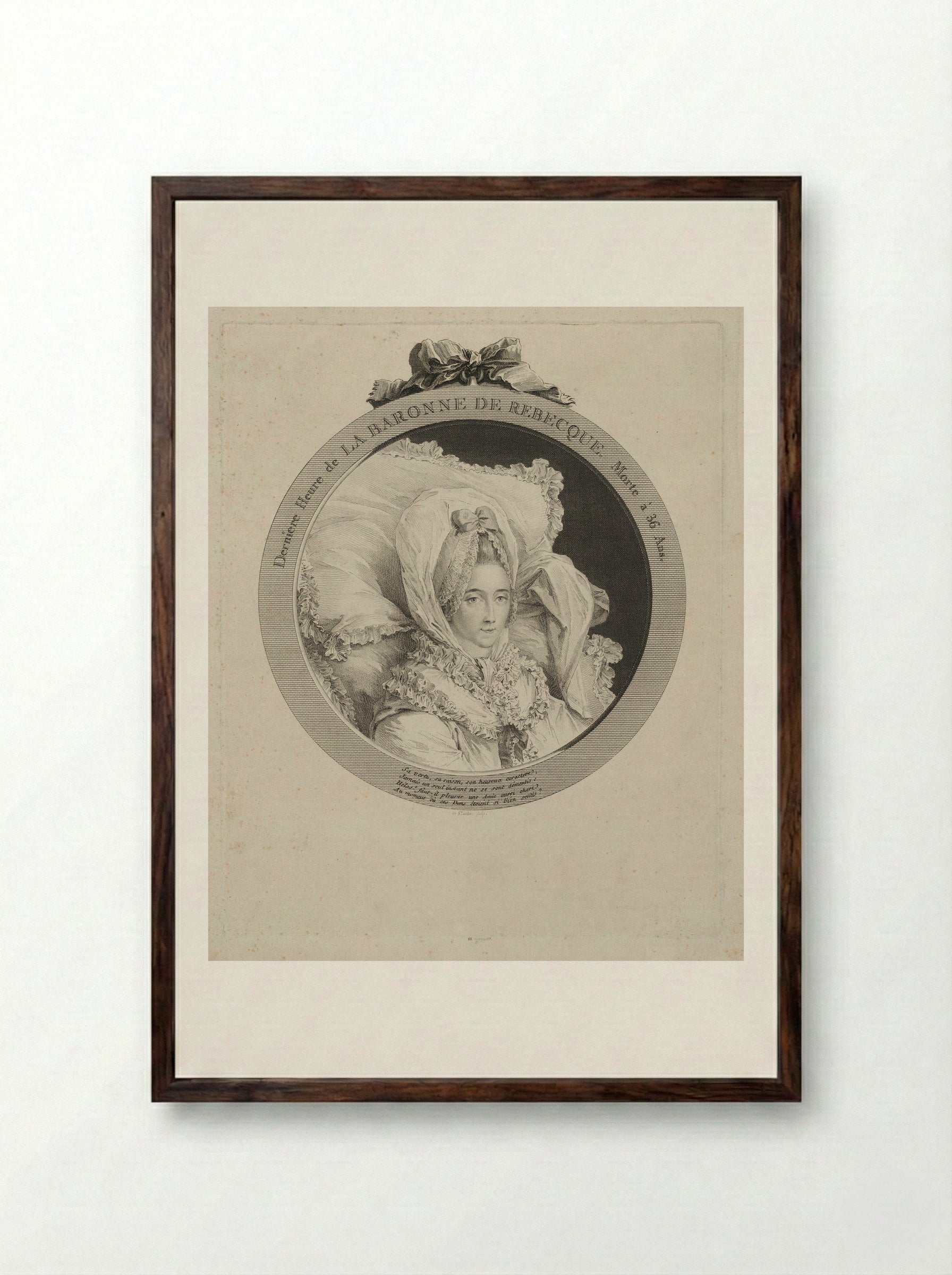 The Last Hour of the Baroness de Rebecque - Augustin de Saint-Aubin - Framed Print Dark Wood