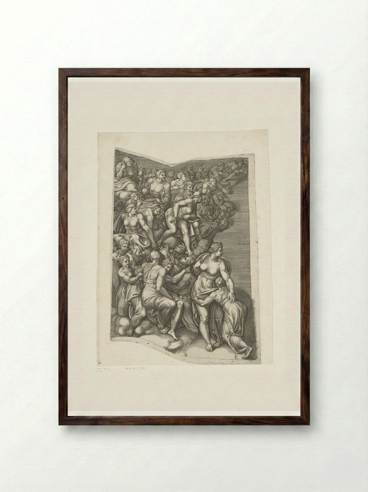The Last Judgment, Plate E - Giorgio Ghisi - Framed Print Dark Wood