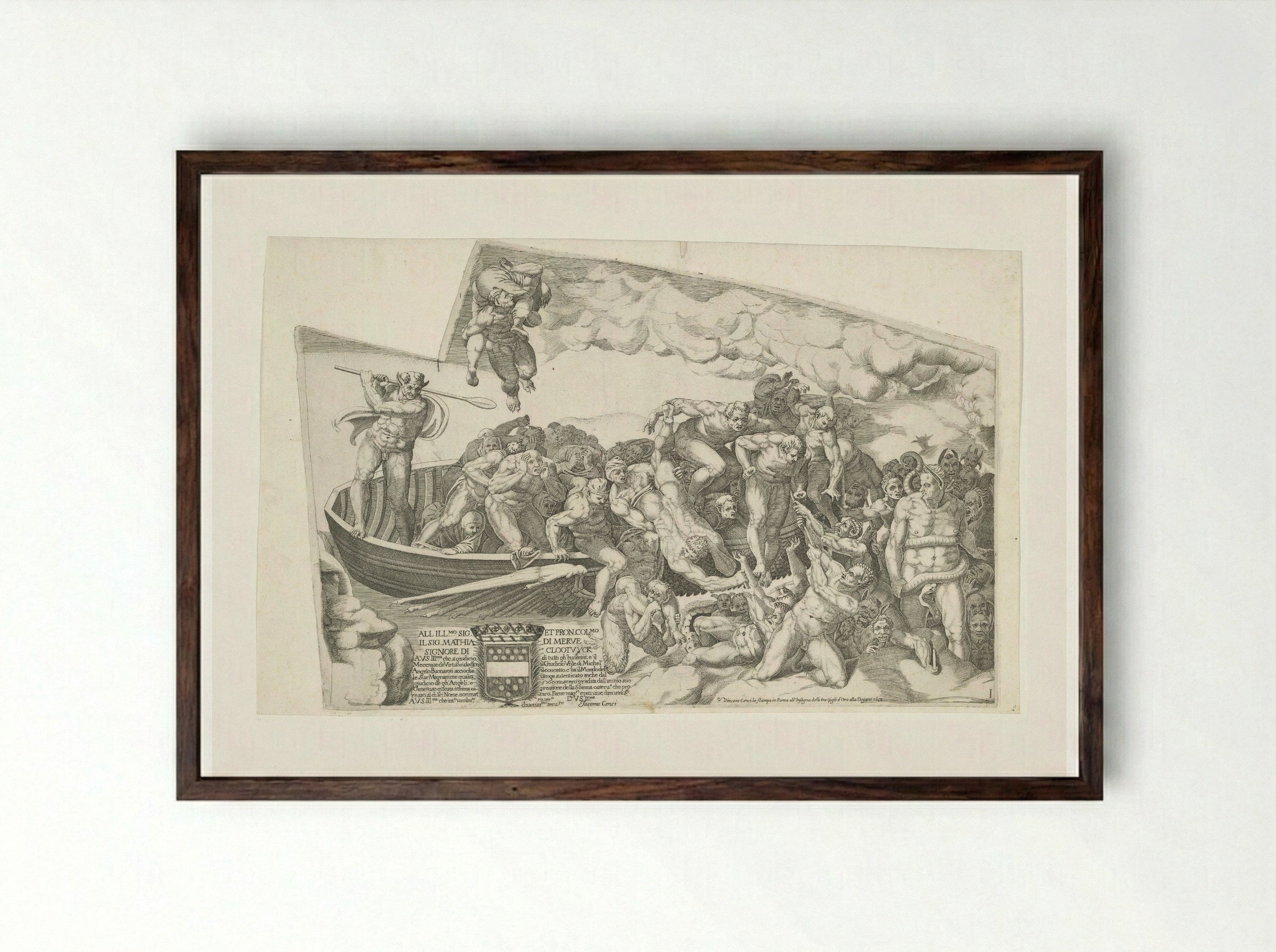 The Last Judgment, Plate I - Giorgio Ghisi - Framed Print Dark Wood