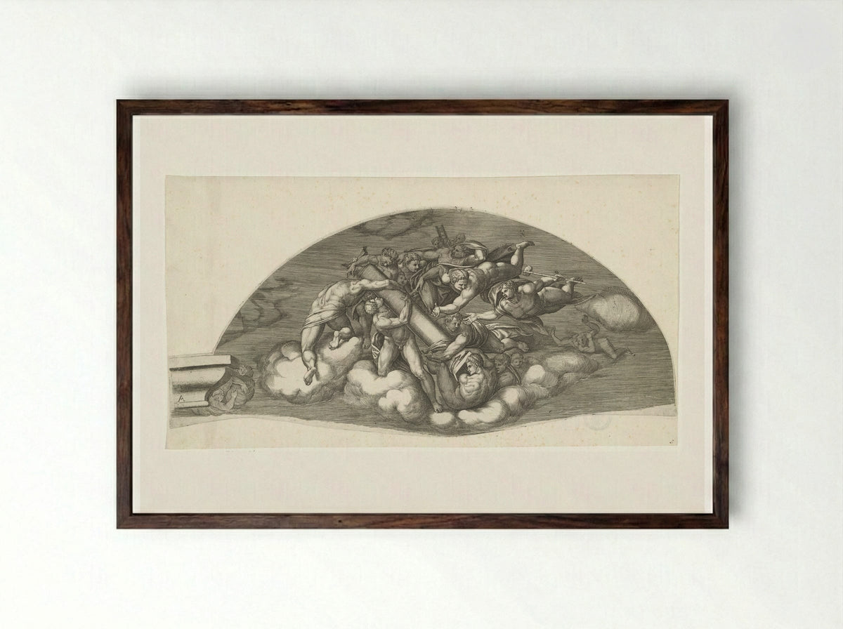 The Last Judgment, Sheet A - Giorgio Ghisi - Framed Print Dark Wood