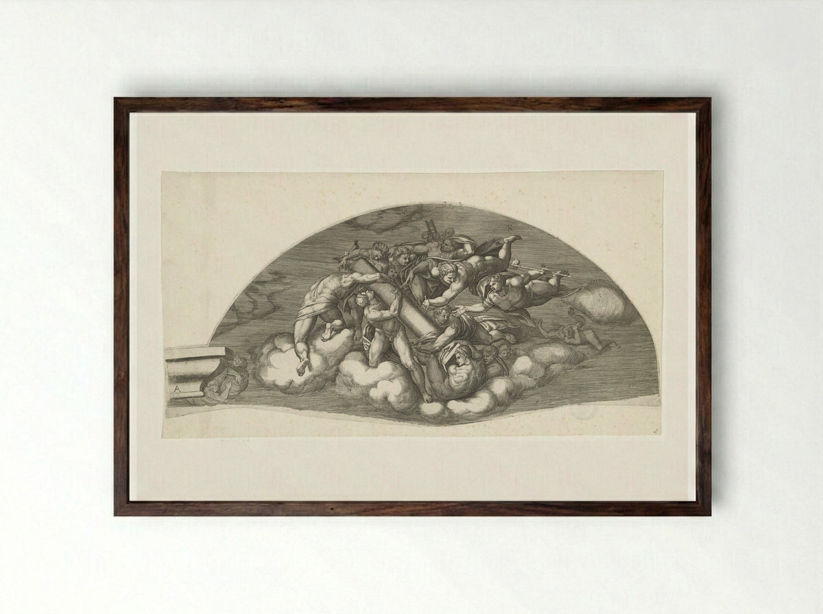 The Last Judgment, Sheet A - Giorgio Ghisi - Framed Print Dark Wood