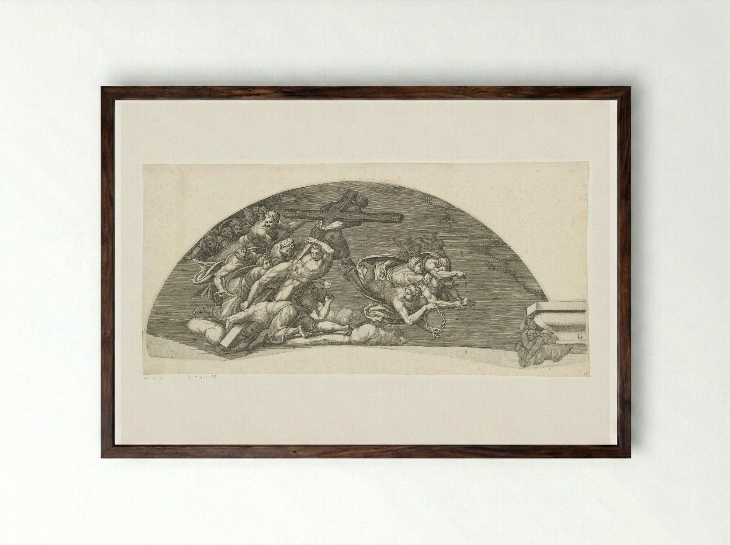 The Last Judgment, Sheet B - Giorgio Ghisi - Framed Print Dark Wood
