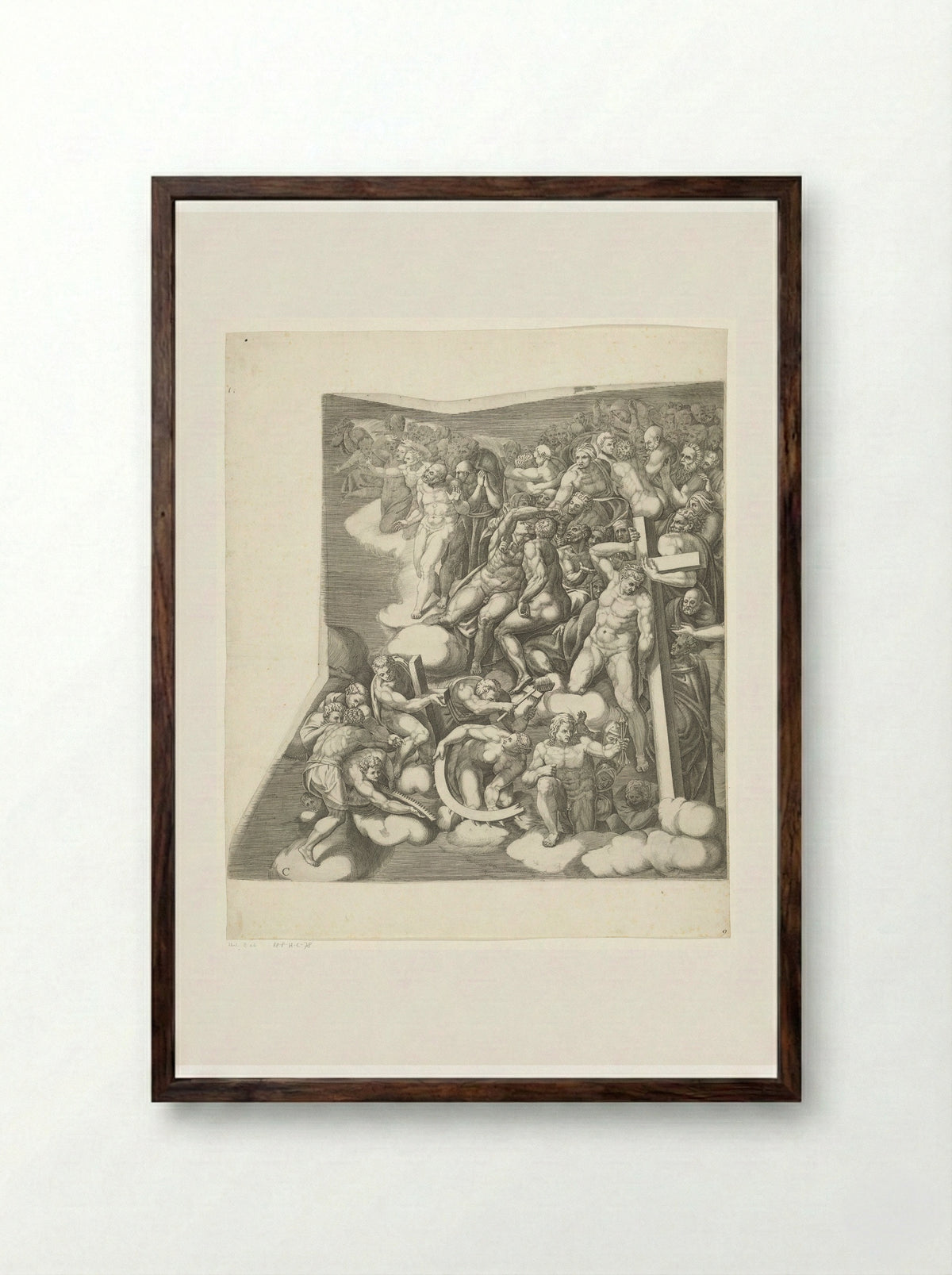 The Last Judgment, Sheet C - Giorgio Ghisi - Framed Print Dark Wood