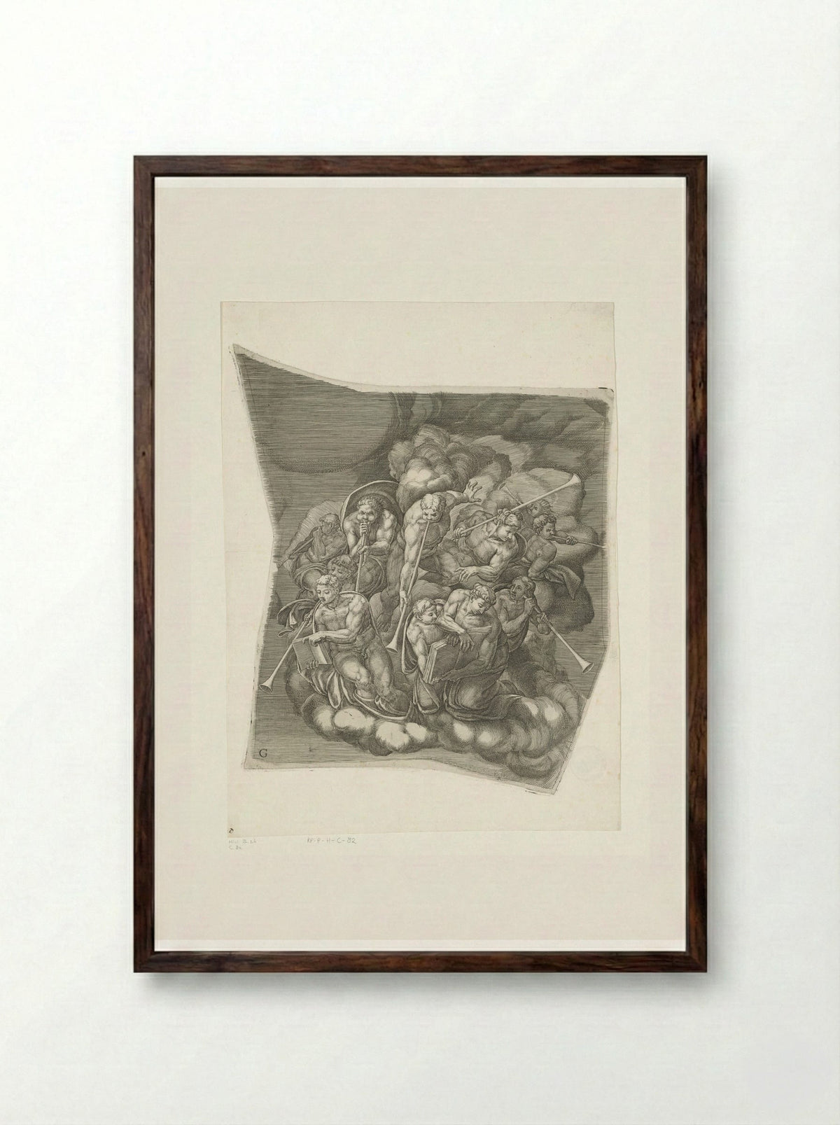 The Last Judgment, Sheet G - Giorgio Ghisi - Framed Print Dark Wood