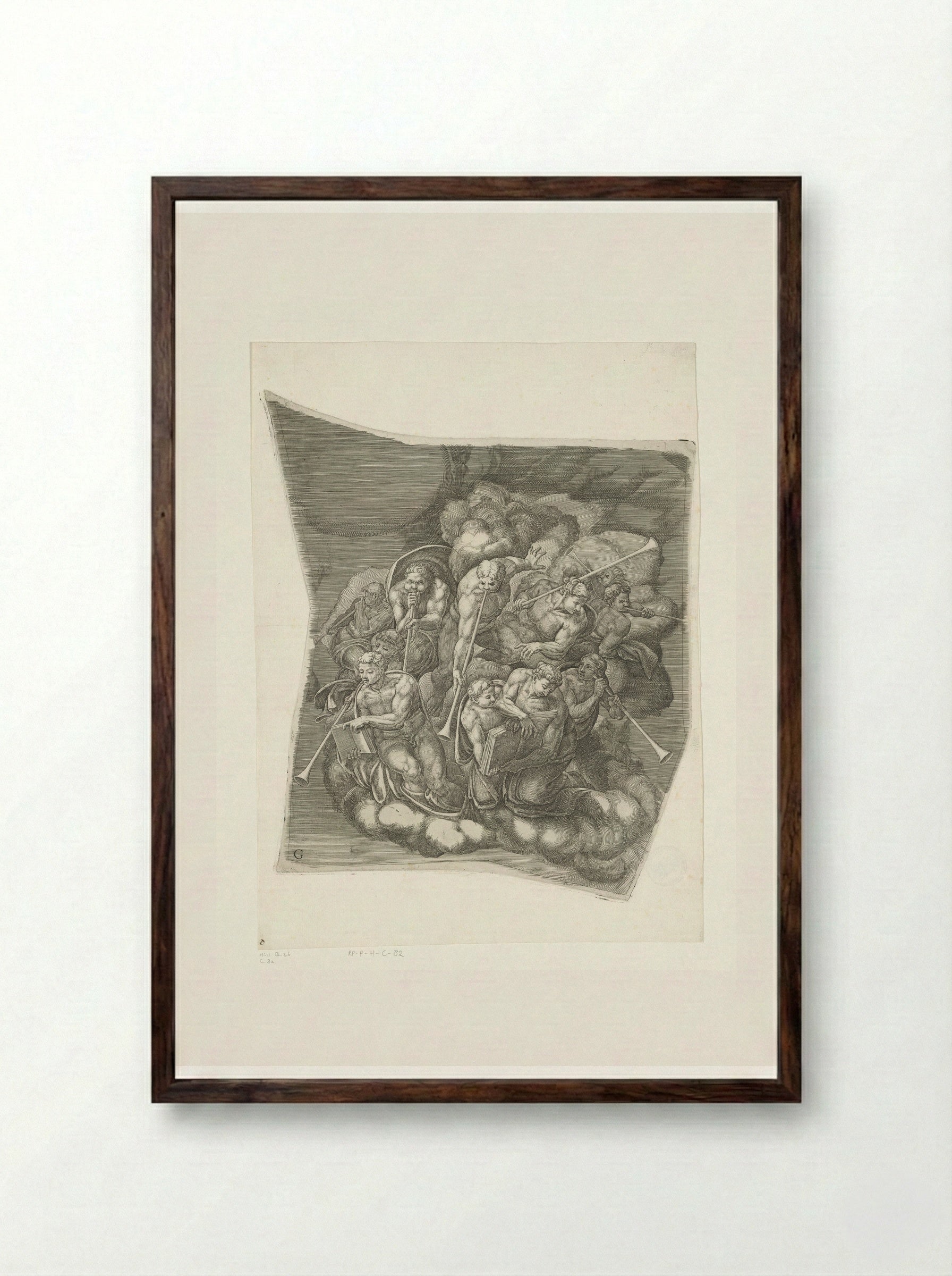 The Last Judgment, Sheet G - Giorgio Ghisi - Framed Print Dark Wood