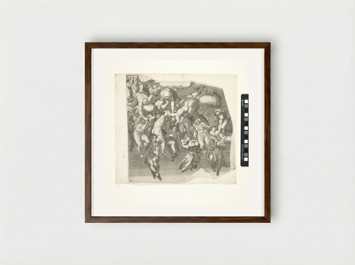 The Last Judgment (Sheet H) - Giorgio Ghisi - Framed Print Dark Wood