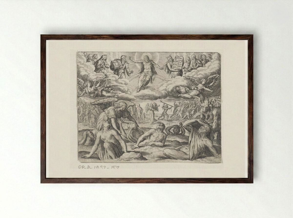 The Last Judgment - Johann Theodor de Bry - Framed Print Dark Wood
