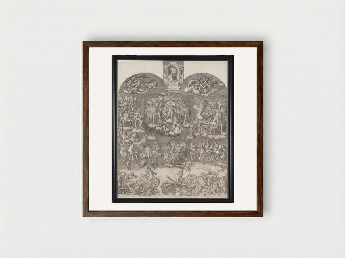 The Last Judgment - Giorgio Ghisi - Framed Print Dark Wood