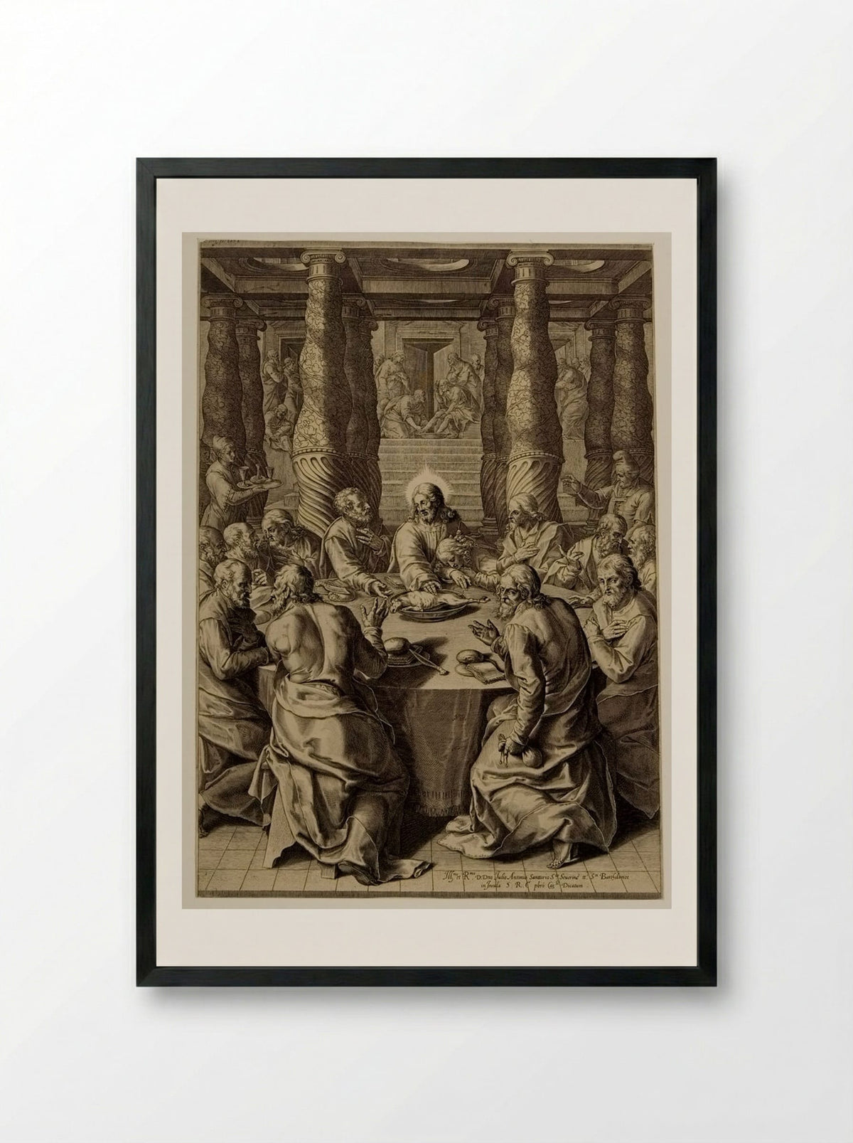The Last Supper - Cornelis Cort - Framed Print Black