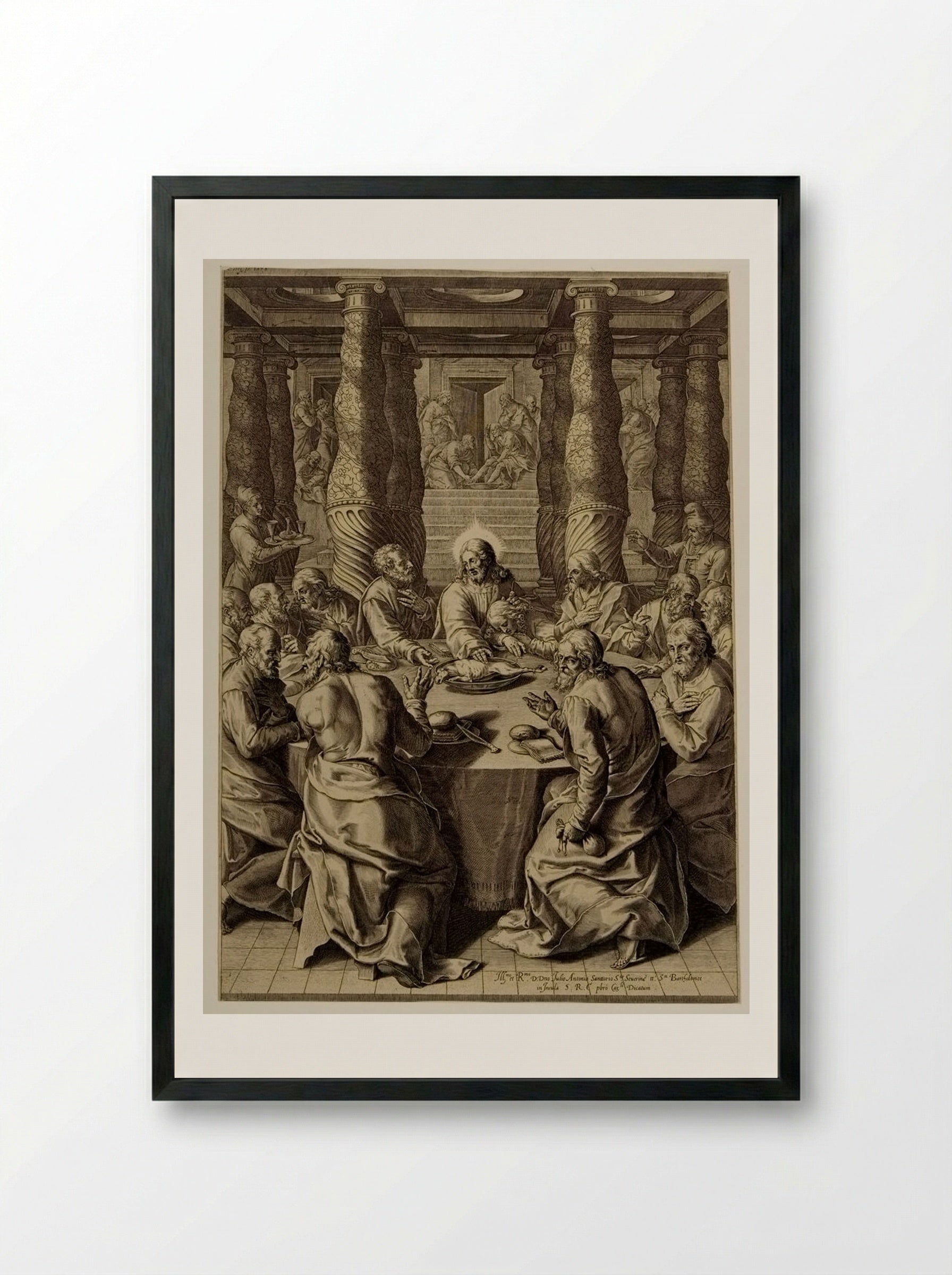 The Last Supper - Cornelis Cort - Framed Print Black