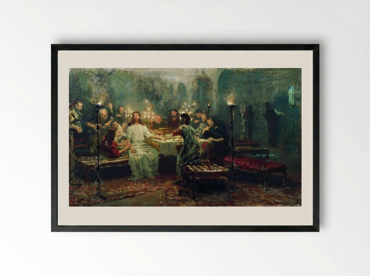 The Last Supper - Ilya Repin - Framed Print Black