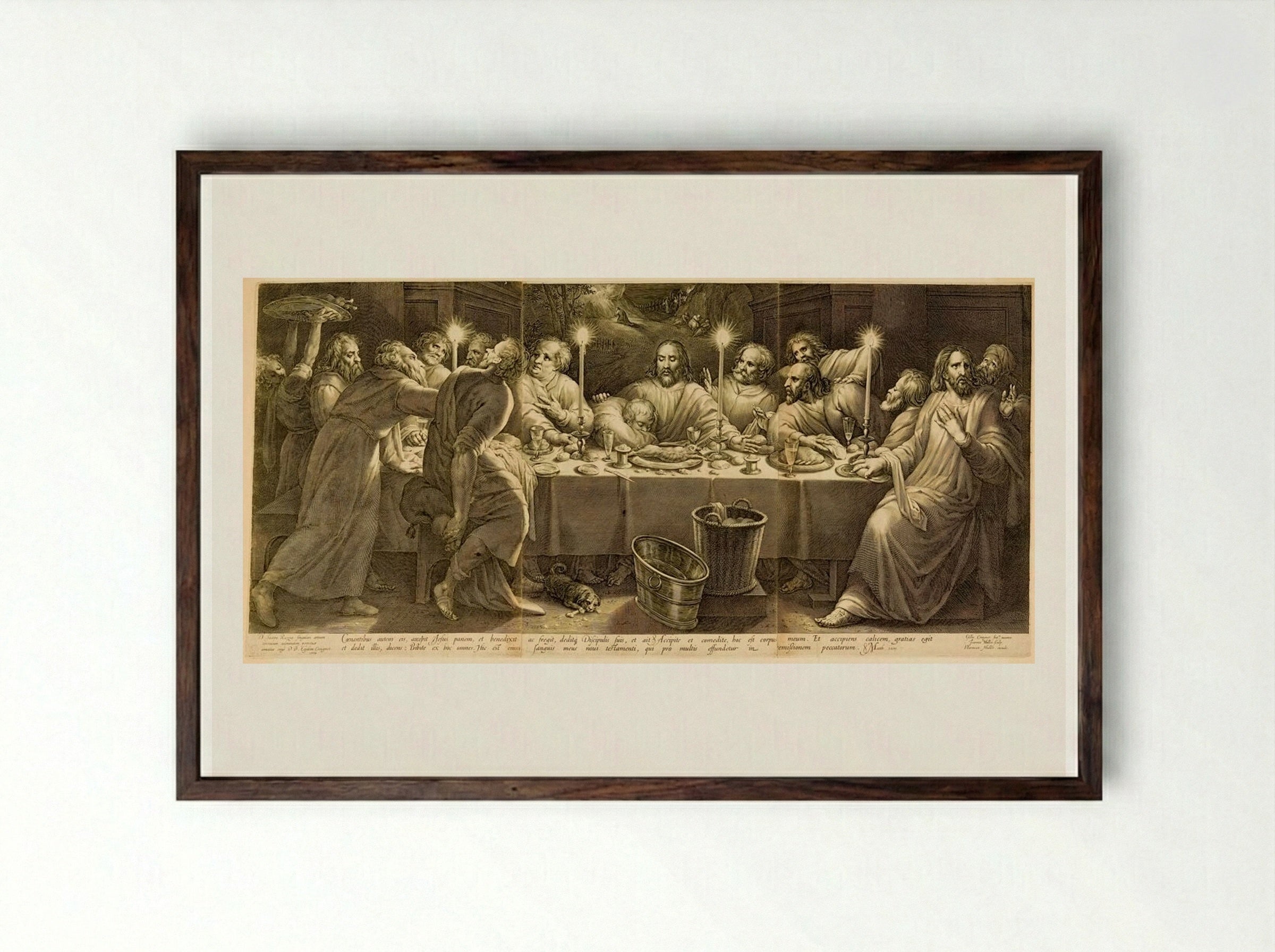 The Last Supper - Jan Harmensz. Muller - Framed Print Dark Wood