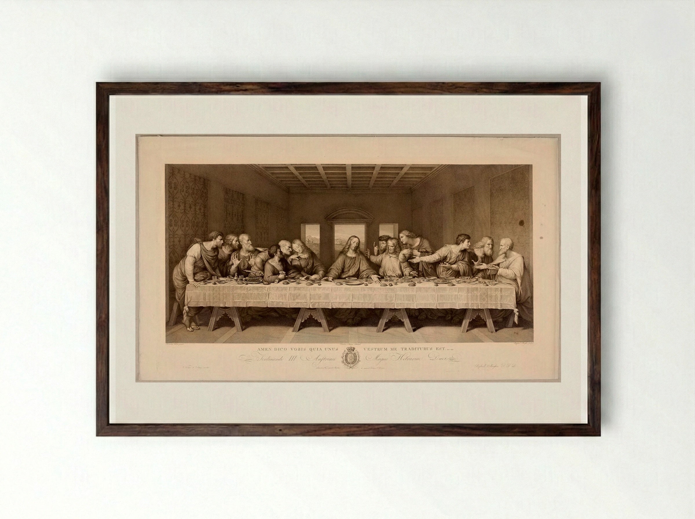 The Last Supper - Raphael Morghen - Framed Print Dark Wood