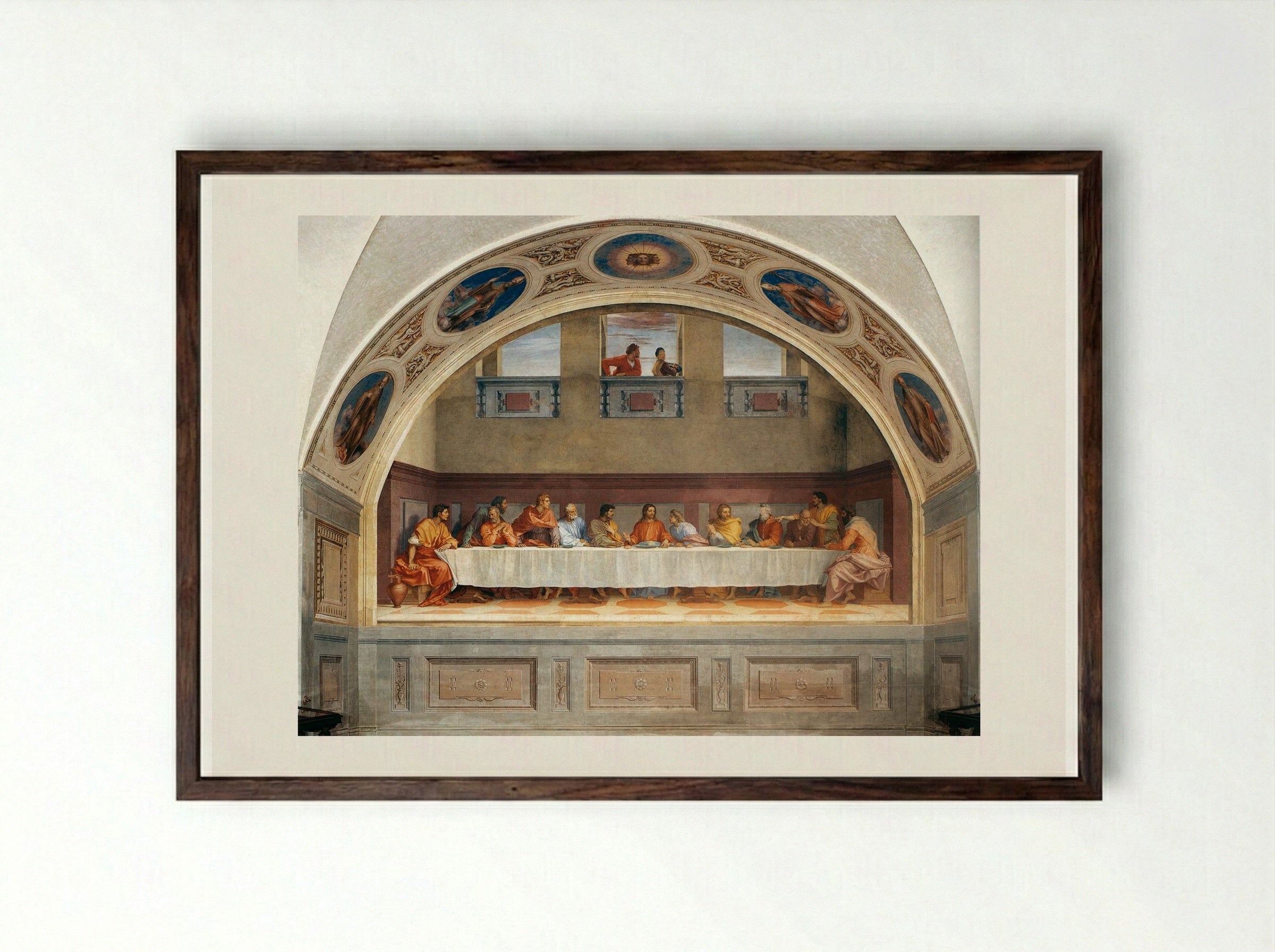 The Last Supper - Andrea del Sarto - Framed Print Dark Wood