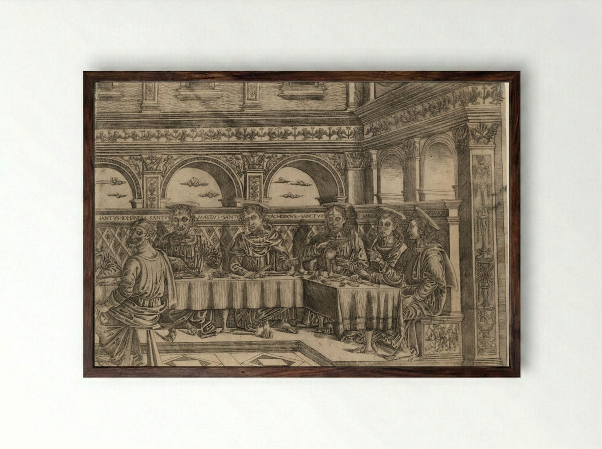 The Last Supper - Lucantonio degli Uberti - Framed Print Dark Wood