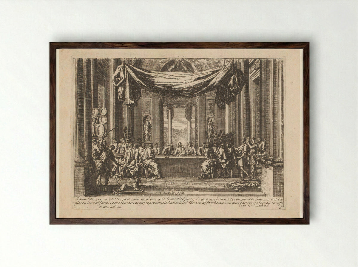 The Last Supper - François de Poilly - Framed Print Dark Wood