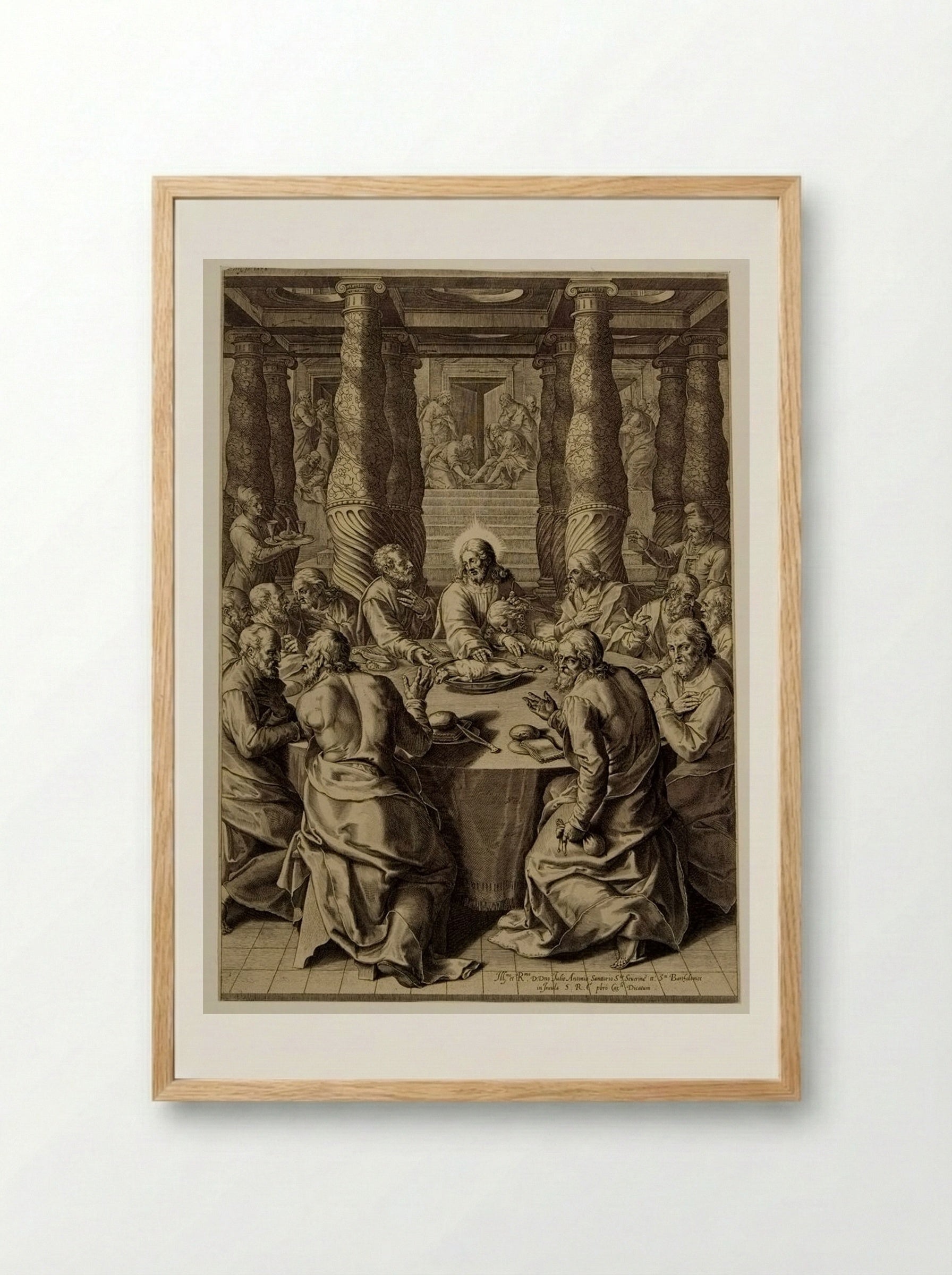 The Last Supper - Cornelis Cort - Framed Print Wood