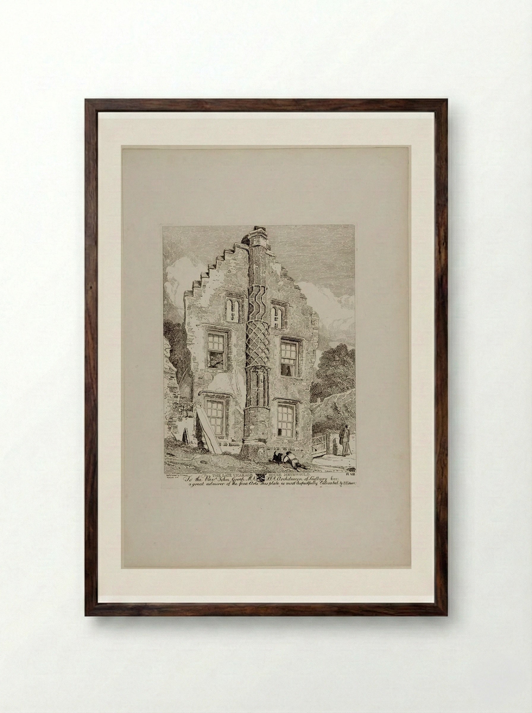 The Late Vicarage House, Methwold - John Sell Cotman - Framed Print Dark Wood