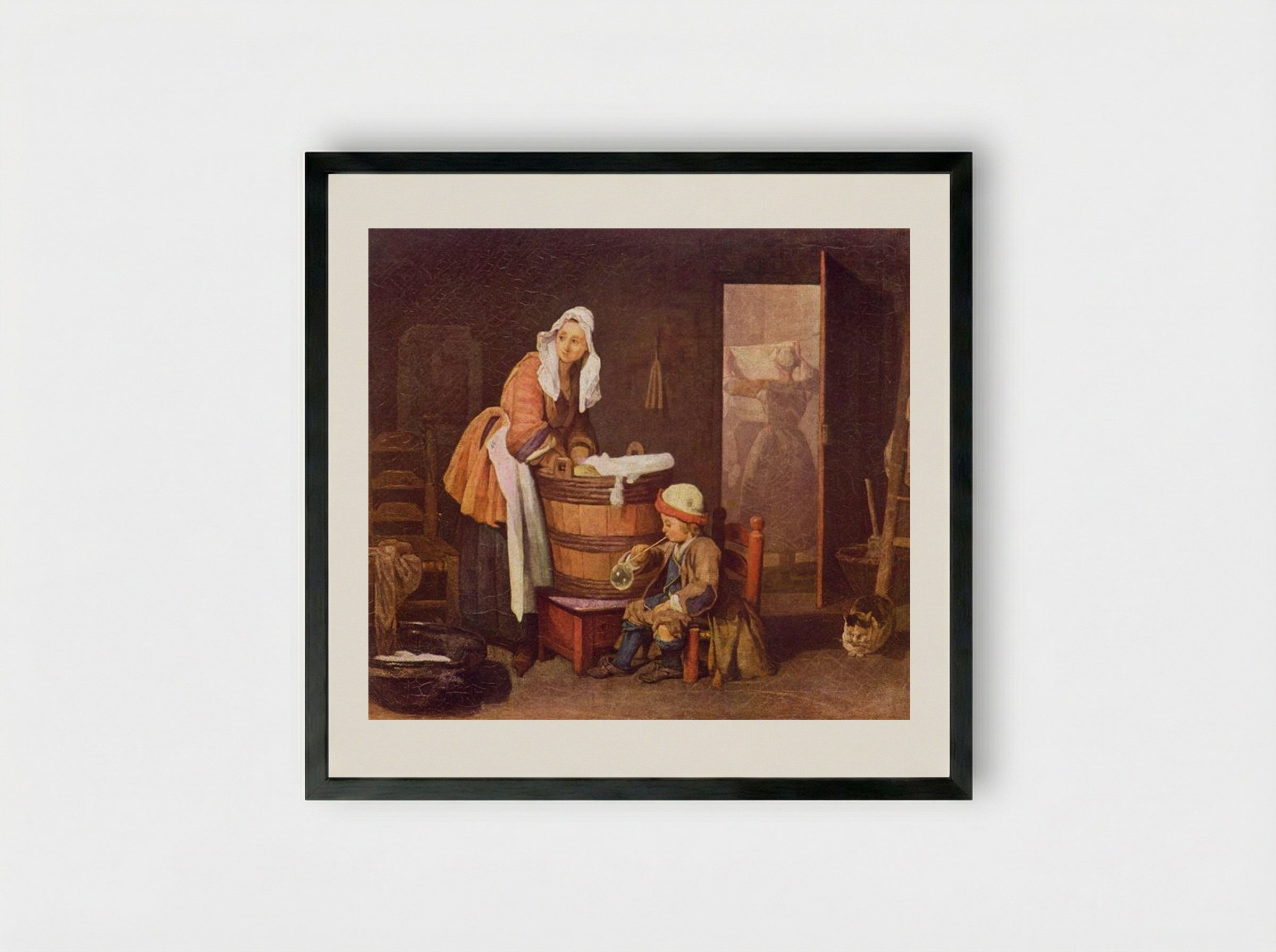 The Laundress - Jean-Baptiste-Simeon Chardin - Framed Print Black