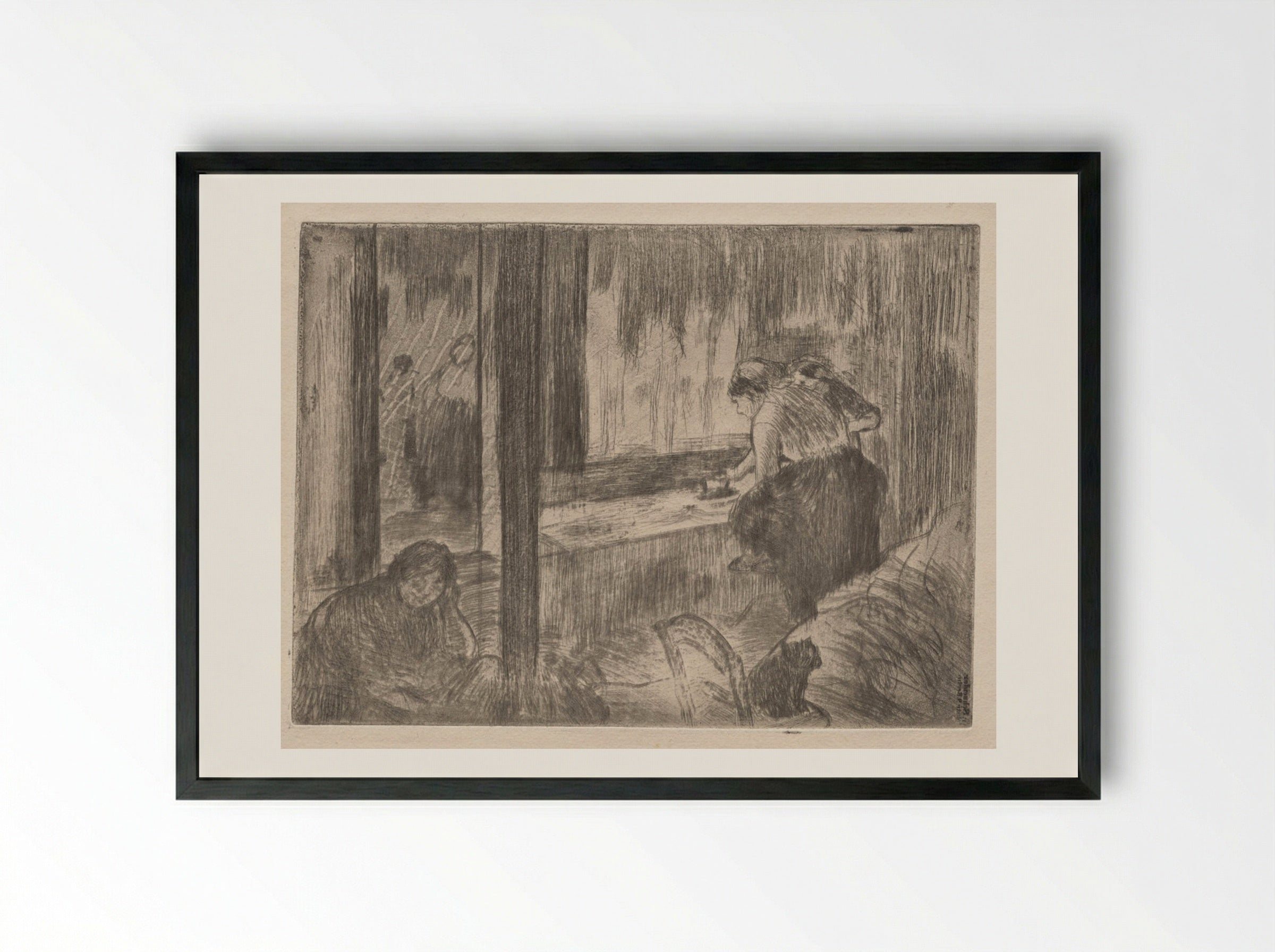 The Laundresses - Edgar Degas - Framed Print Black