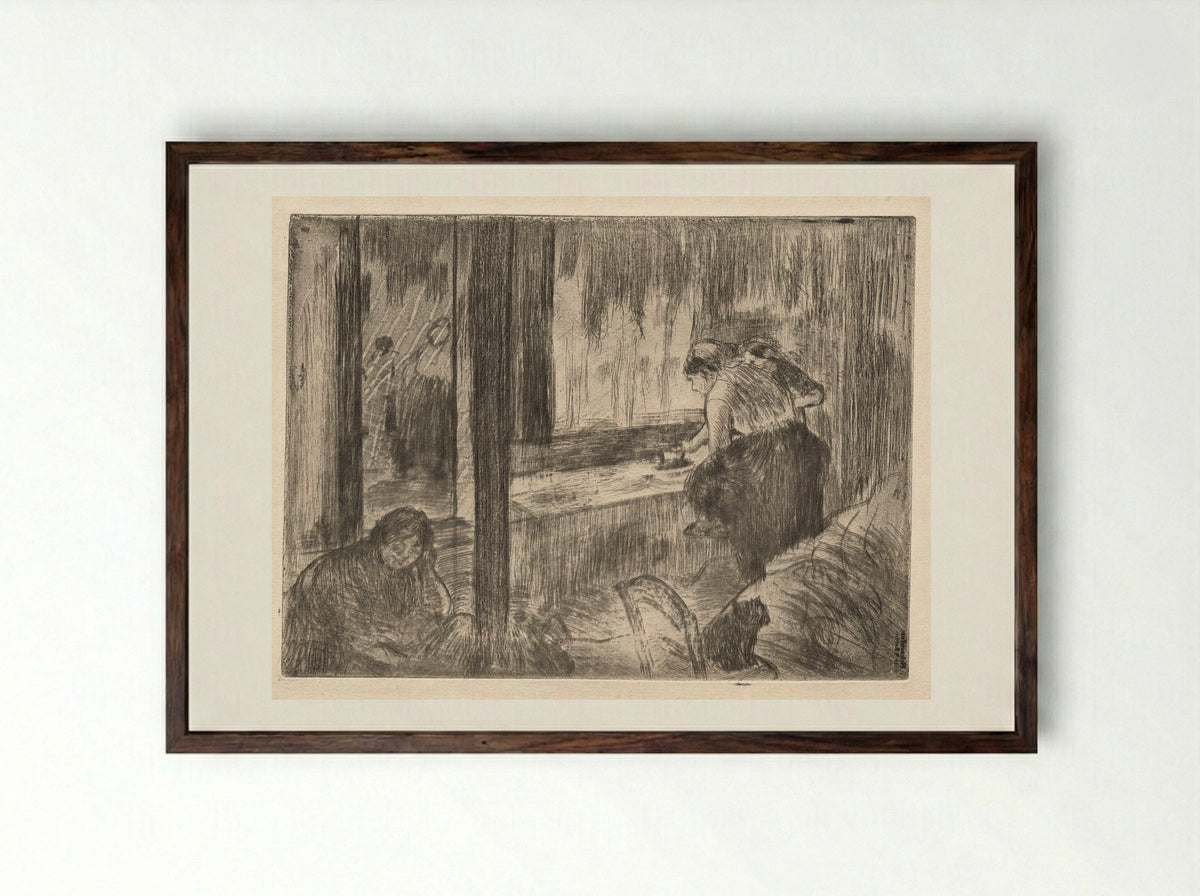The Laundresses - Edgar Degas - Framed Print Dark Wood