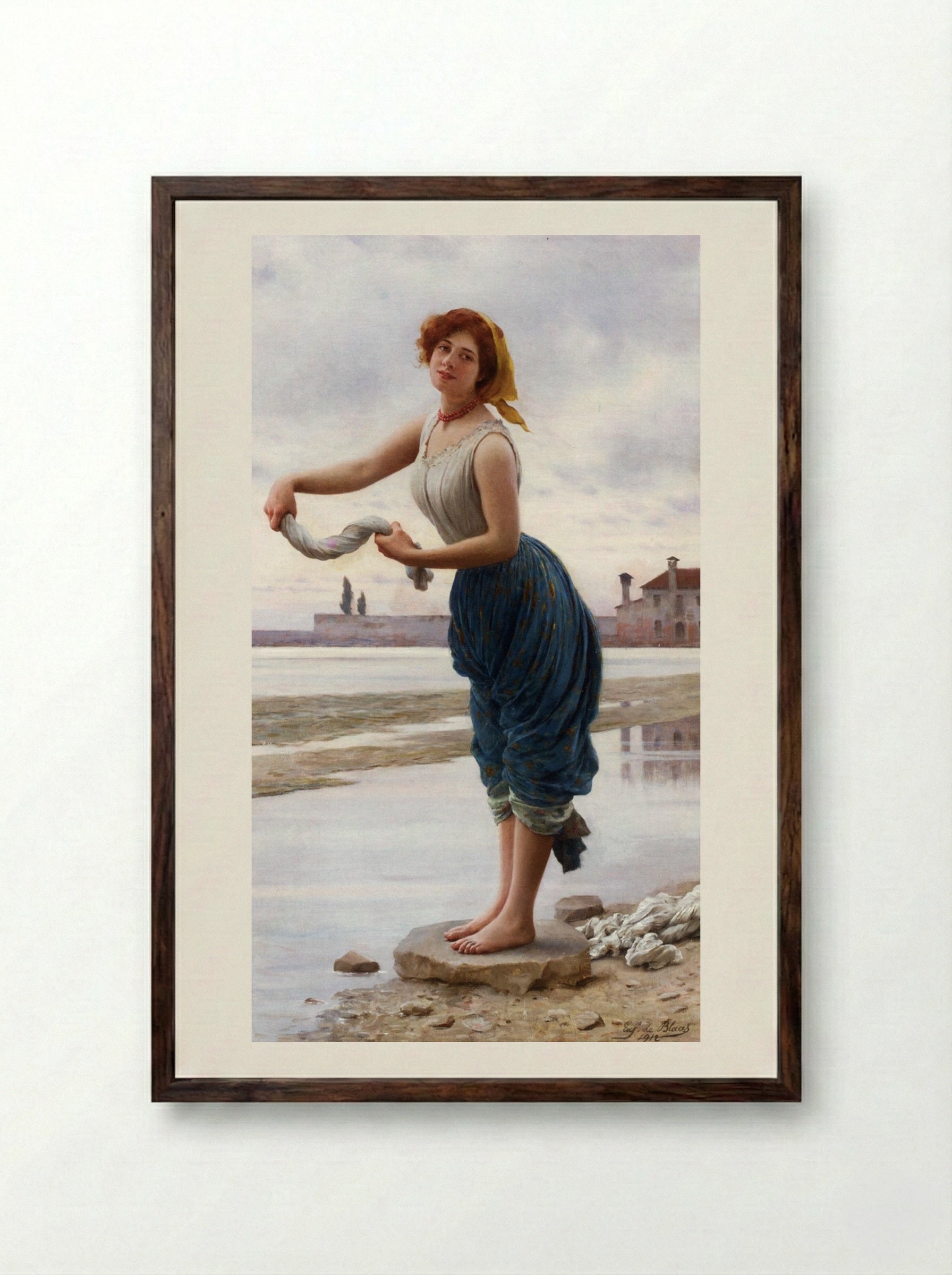 The Lavender - Eugene de Blaas - Framed Print Dark Wood