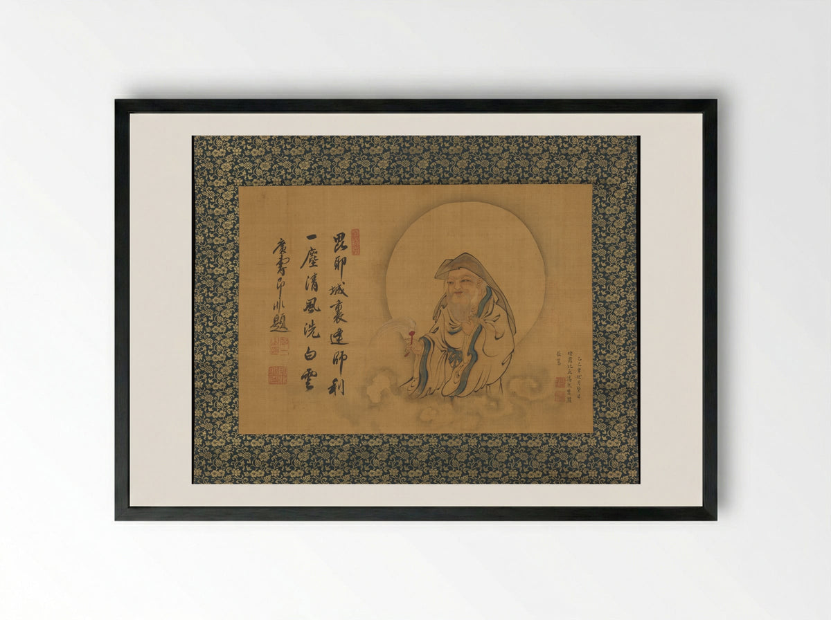 The Lay Buddhist Vimalakirti - Yiran Xingrong (Itsunen Shōyū) - Framed Print Black