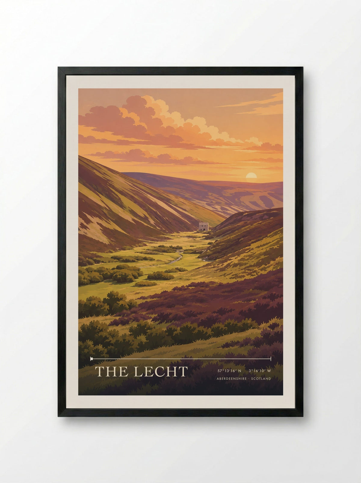 The Lecht, Aberdeenshire | Travel Poster - Framed Print Black