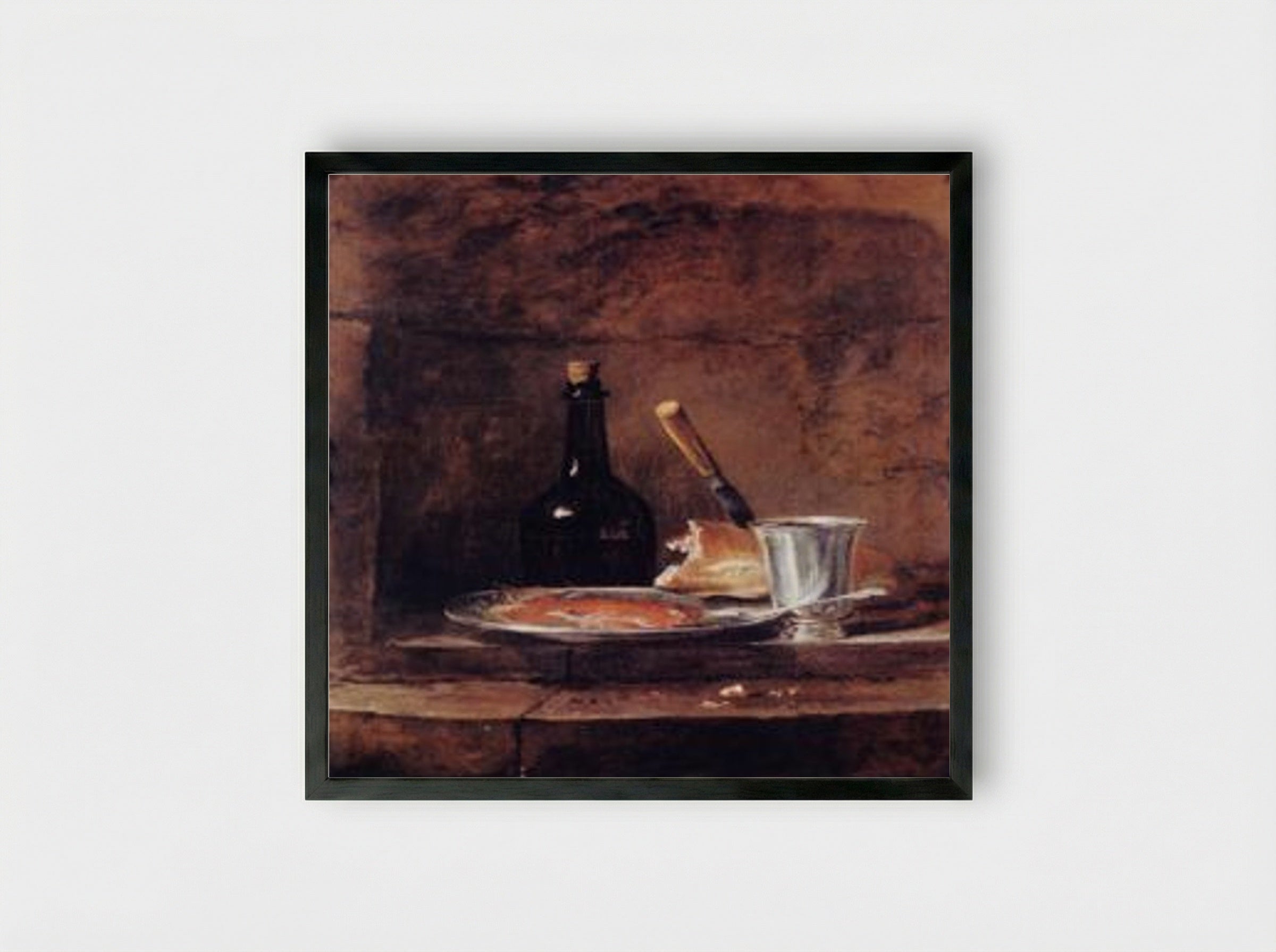 The Left Overs of a Lunch - Jean-Baptiste-Simeon Chardin - Framed Print Black