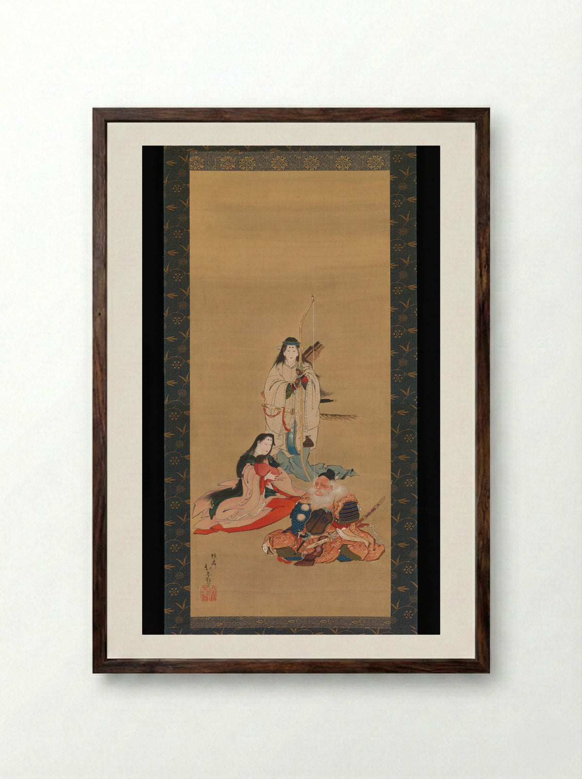 The Legendary Empress Jingū - Kōsai Hokushin - Framed Print Dark Wood