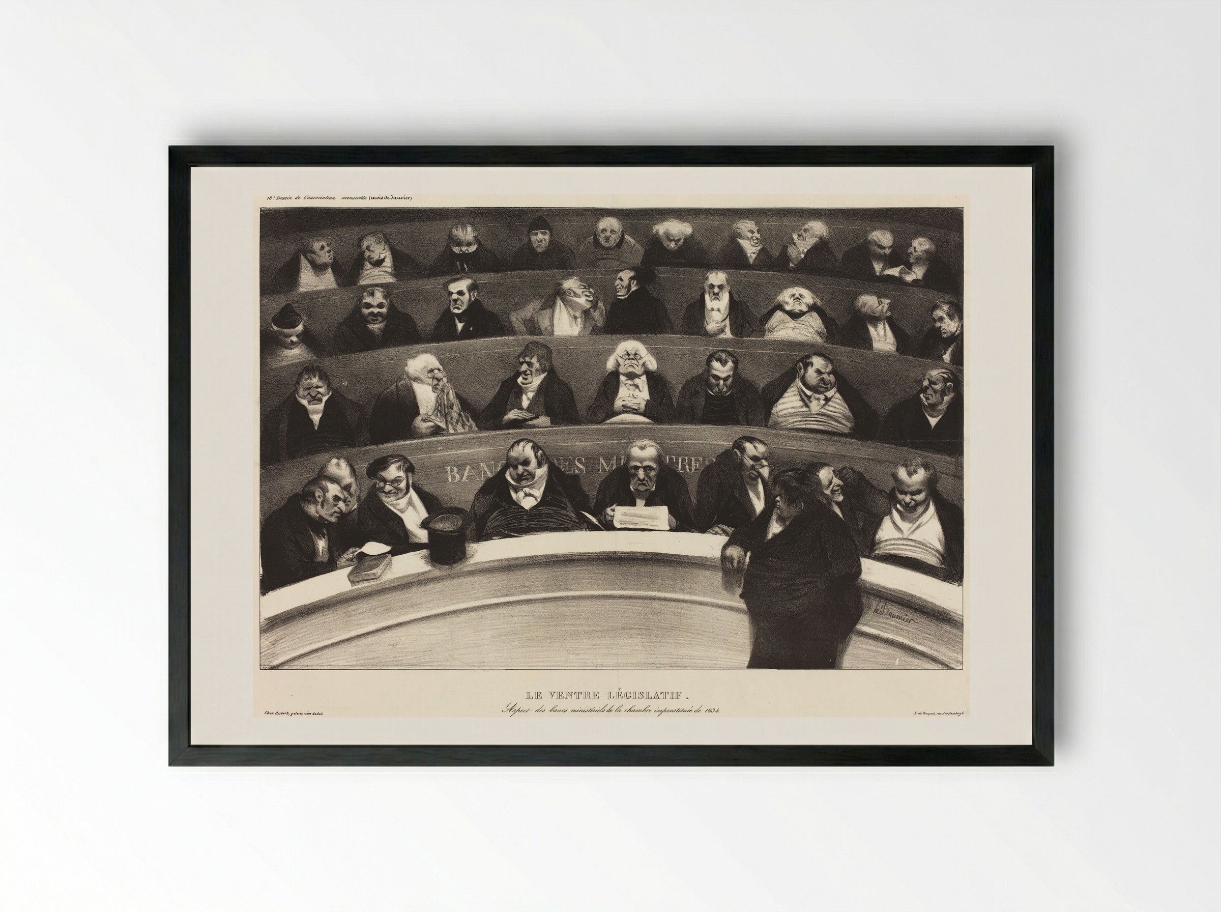 The Legislative Belly - Honoré-Victorin Daumier - Framed Print Black