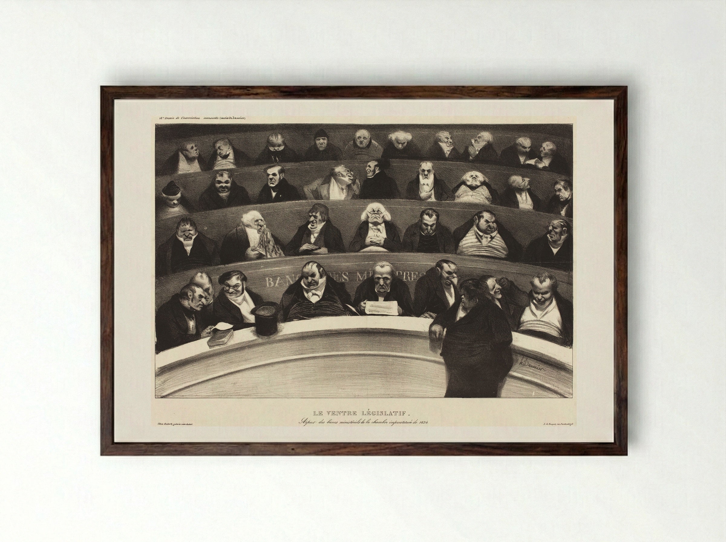 The Legislative Belly - Honoré-Victorin Daumier - Framed Print Dark Wood