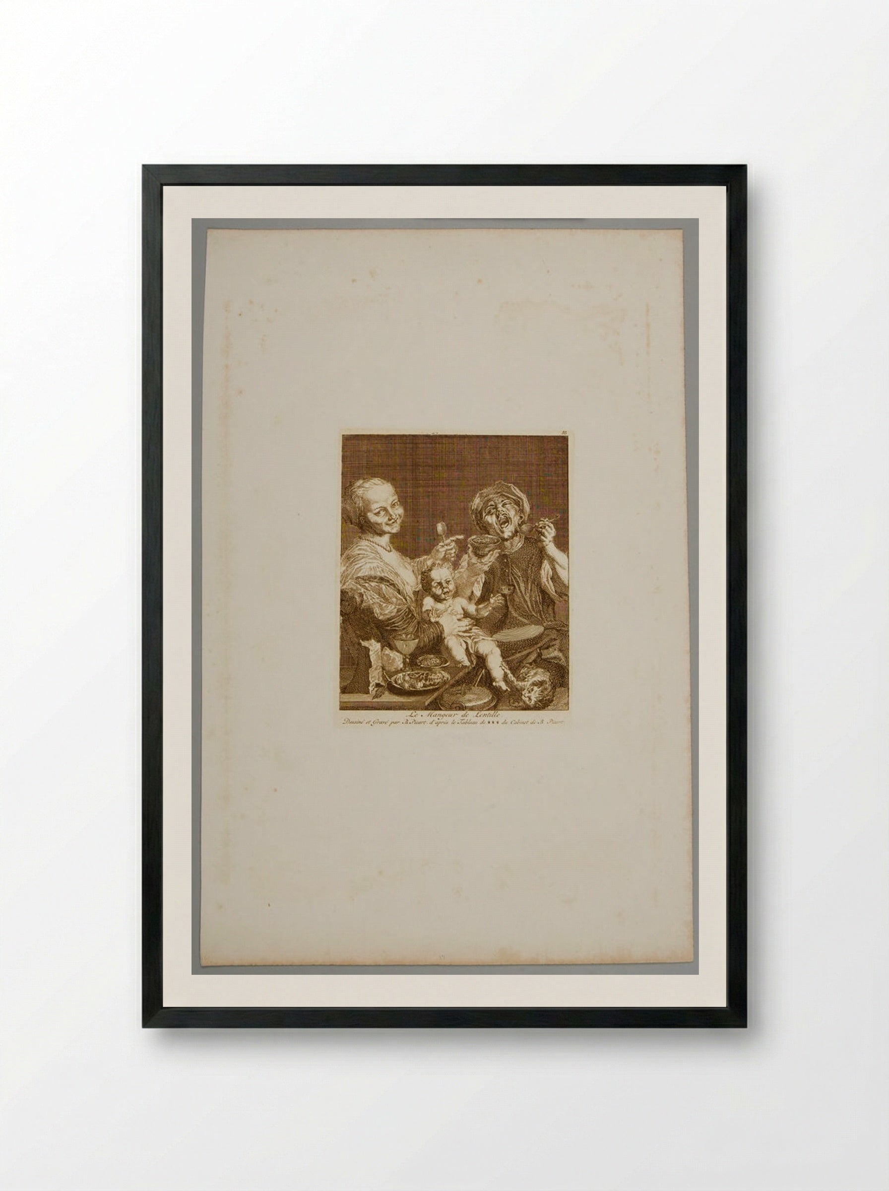 The Lentil Eater - Bernard Picart - Framed Print Black