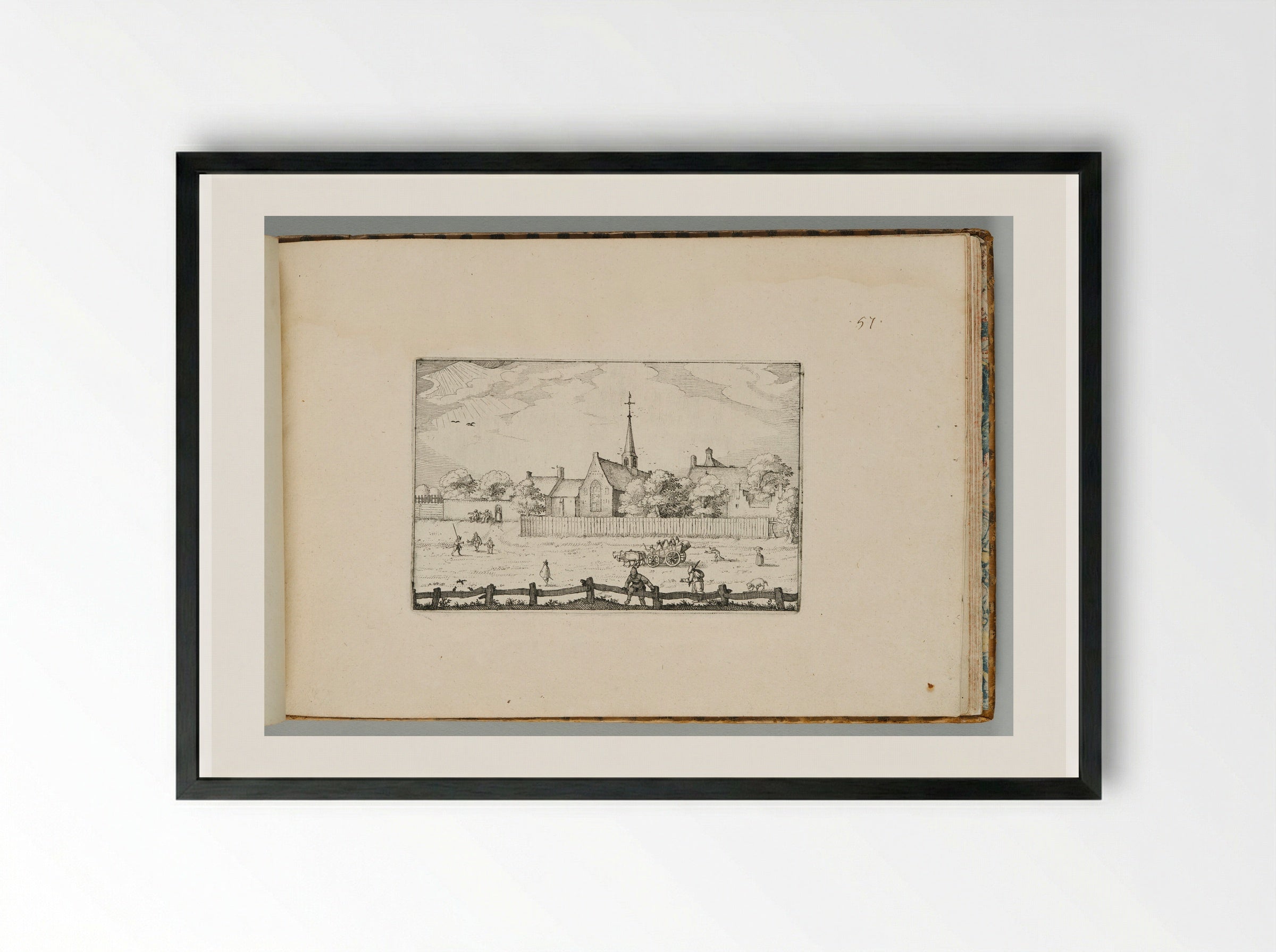 The Leper-House at Haarlem - Claes Jansz. Visscher - Framed Print Black