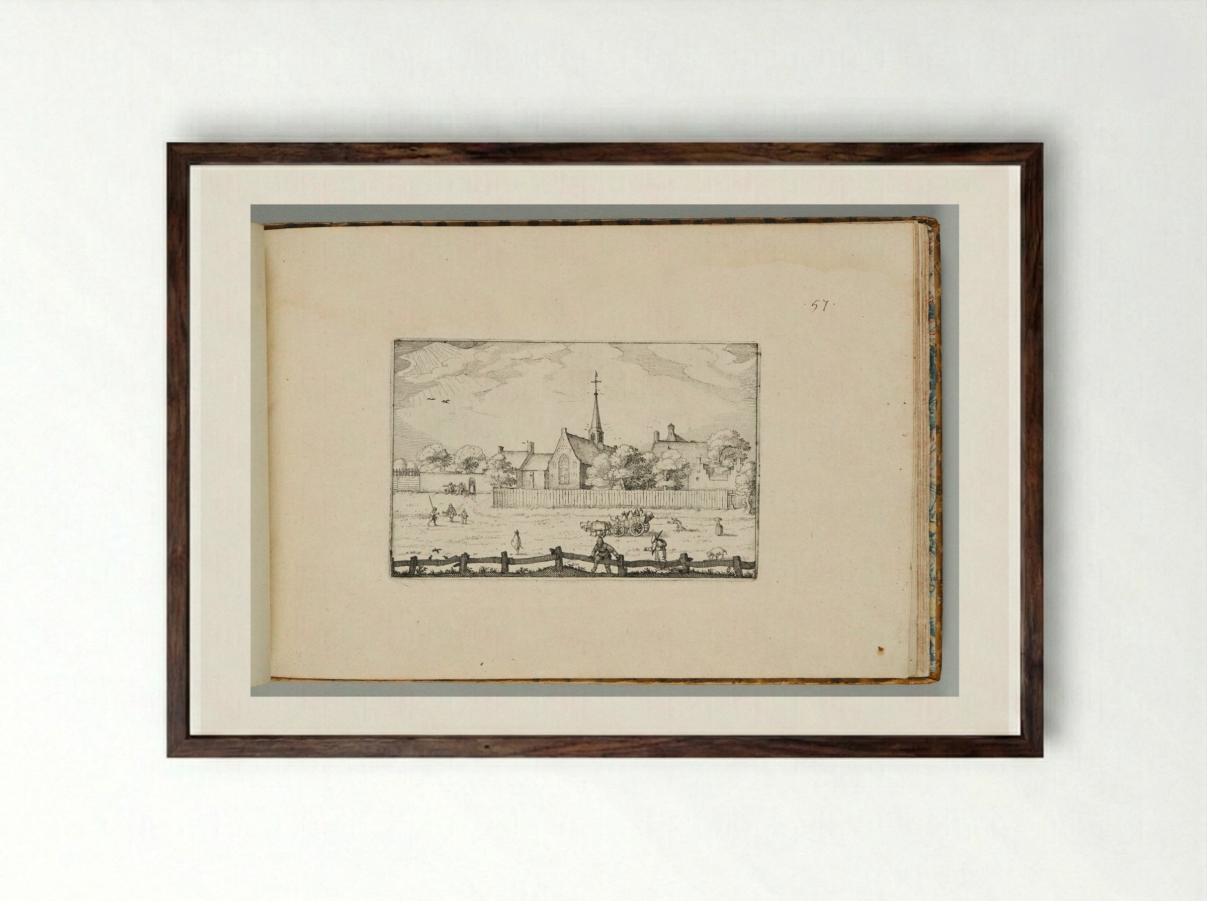 The Leper-House at Haarlem - Claes Jansz. Visscher - Framed Print Dark Wood