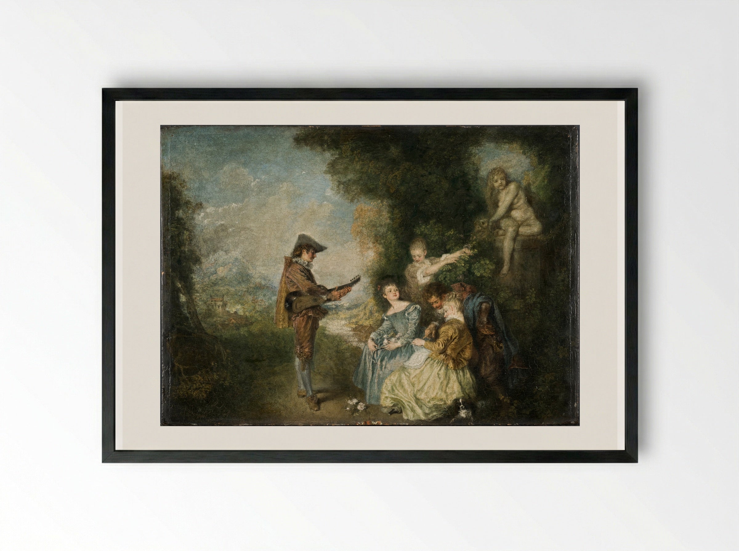 The Lesson of Love - Antoine Watteau - Framed Print Black