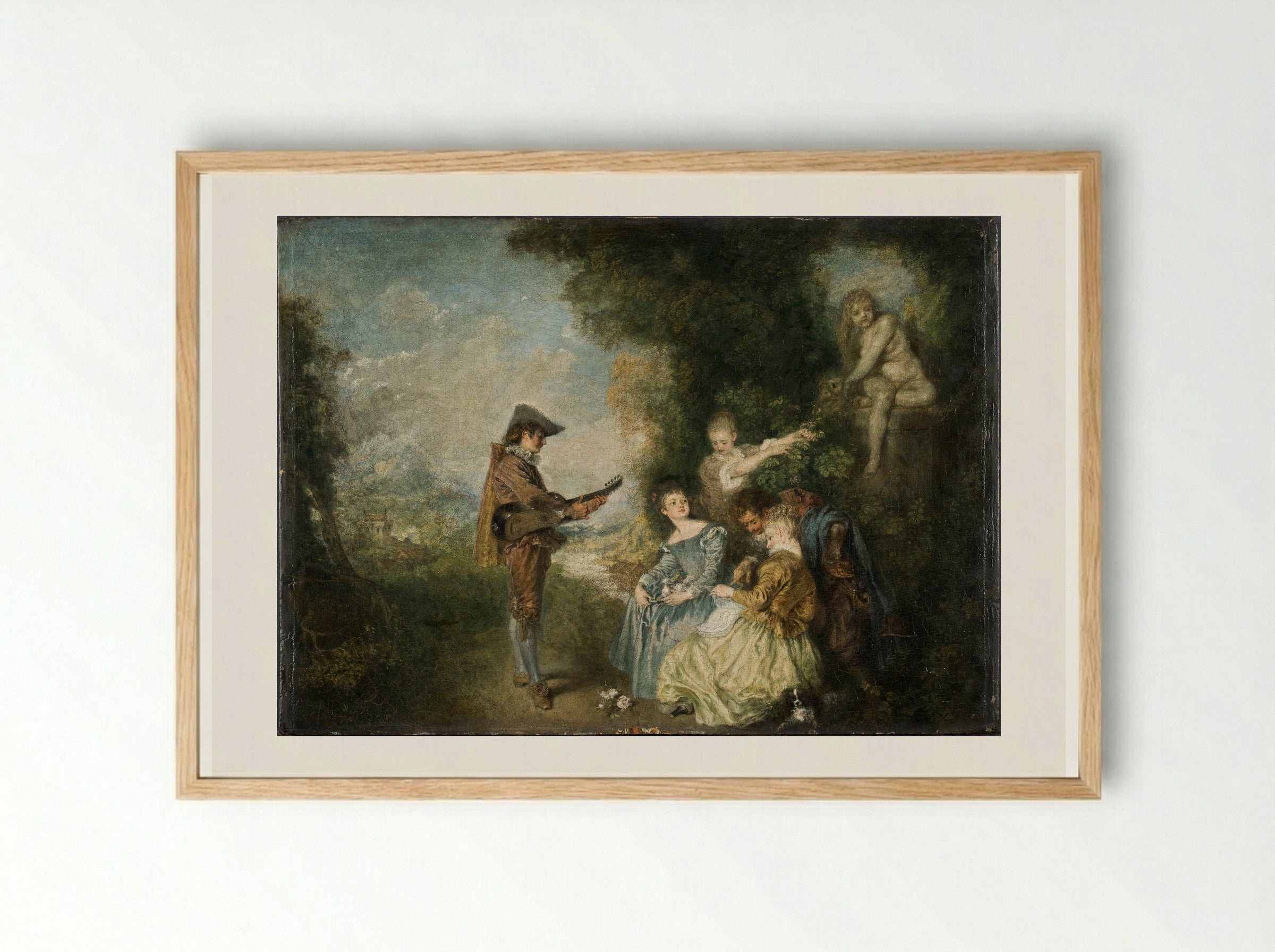 The Lesson of Love - Antoine Watteau - Framed Print Wood