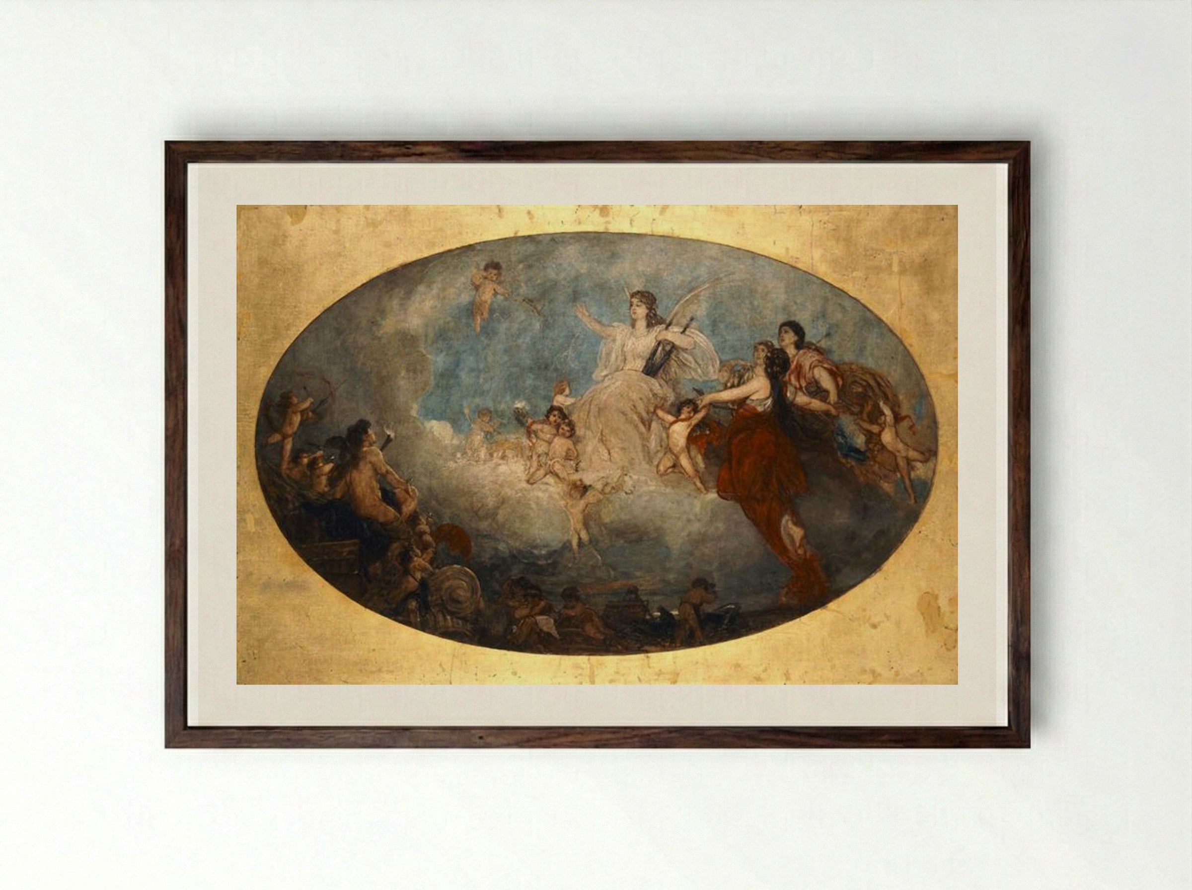 The Liberal Arts with their Spirits - Nikolaos Gyzis - Framed Print Dark Wood