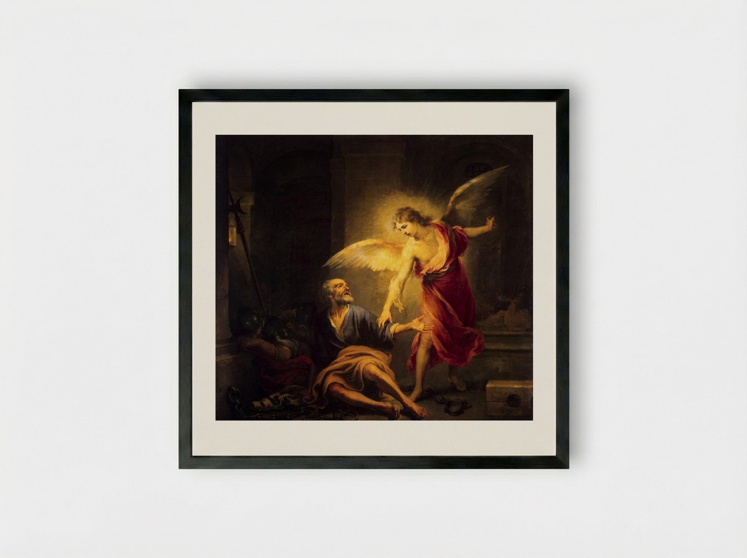 The Liberation of Saint Peter - Bartolomé Esteban Murillo - Framed Print Black