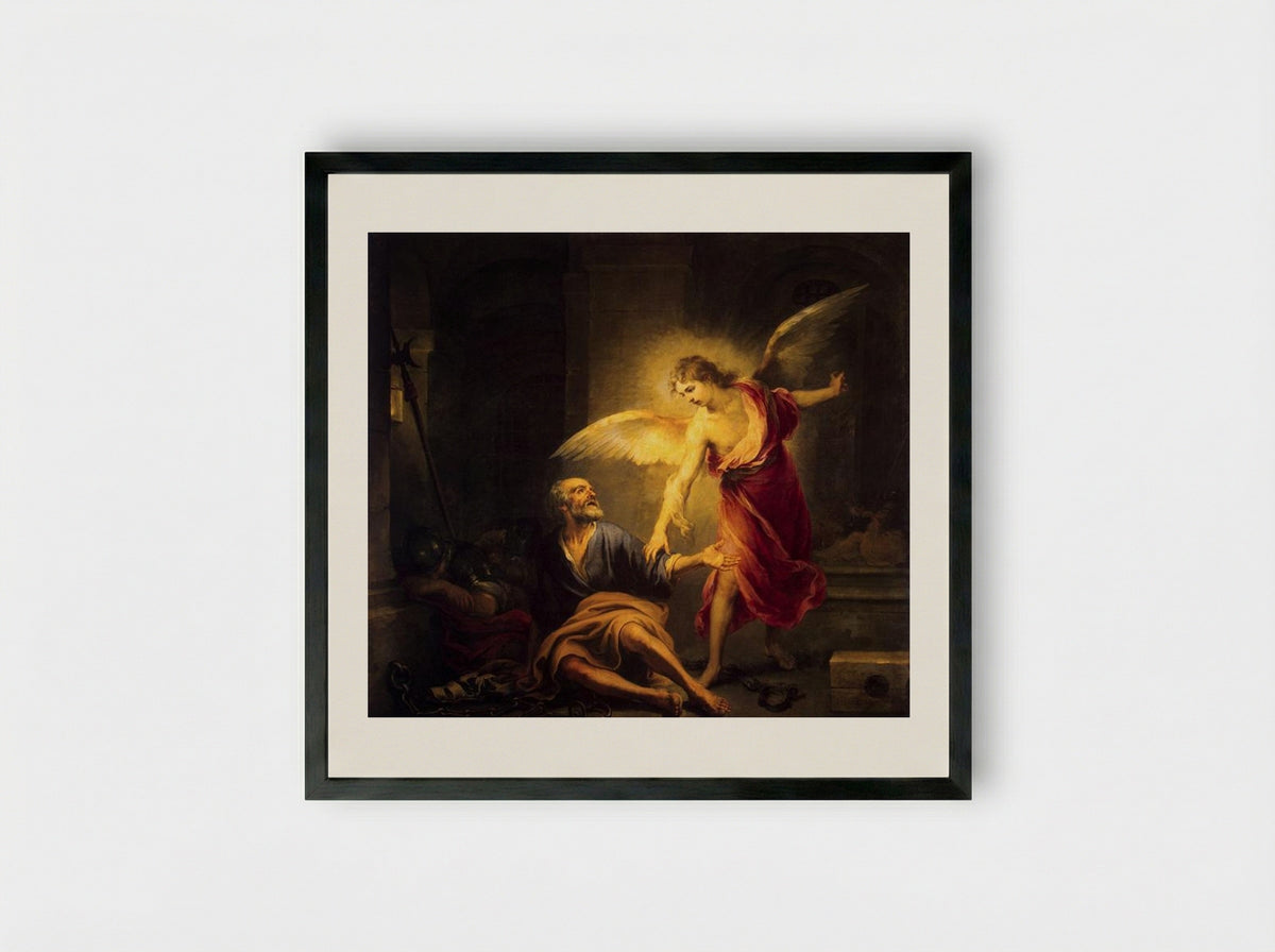 The Liberation of Saint Peter - Bartolomé Esteban Murillo - Framed Print Black