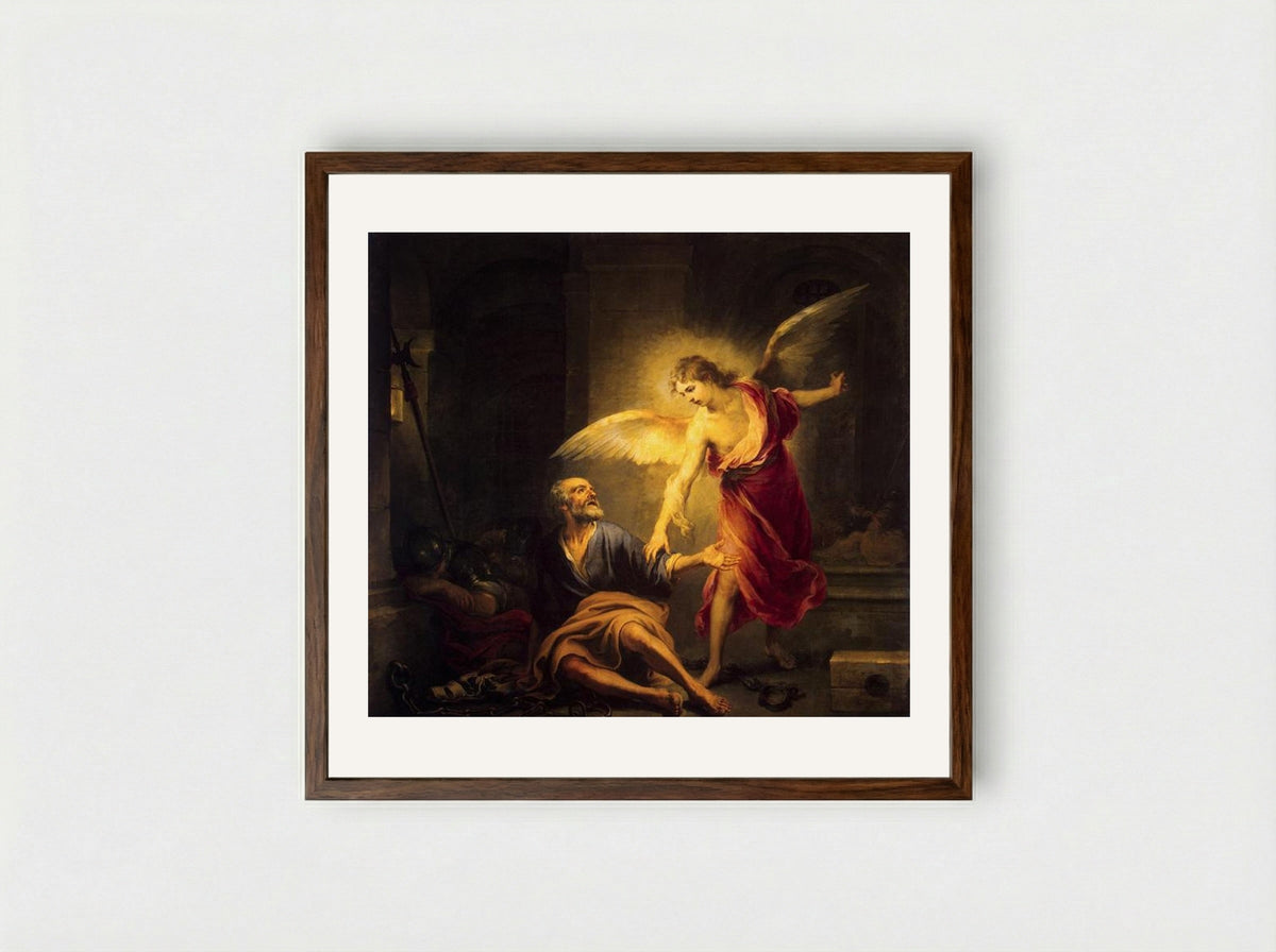 The Liberation of Saint Peter - Bartolomé Esteban Murillo - Framed Print Dark Wood