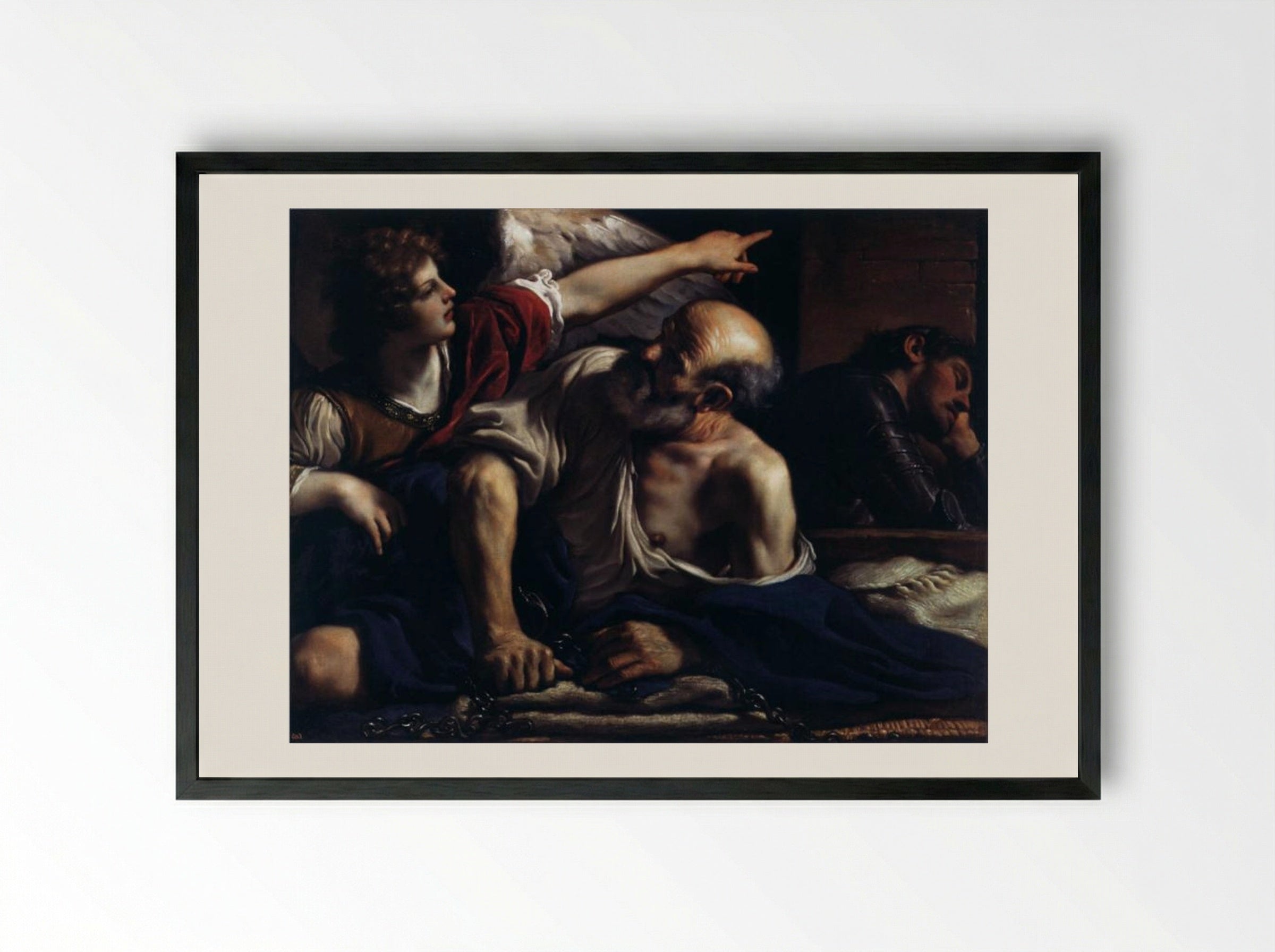 The Liberation of St Peter - Guercino - Framed Print Black