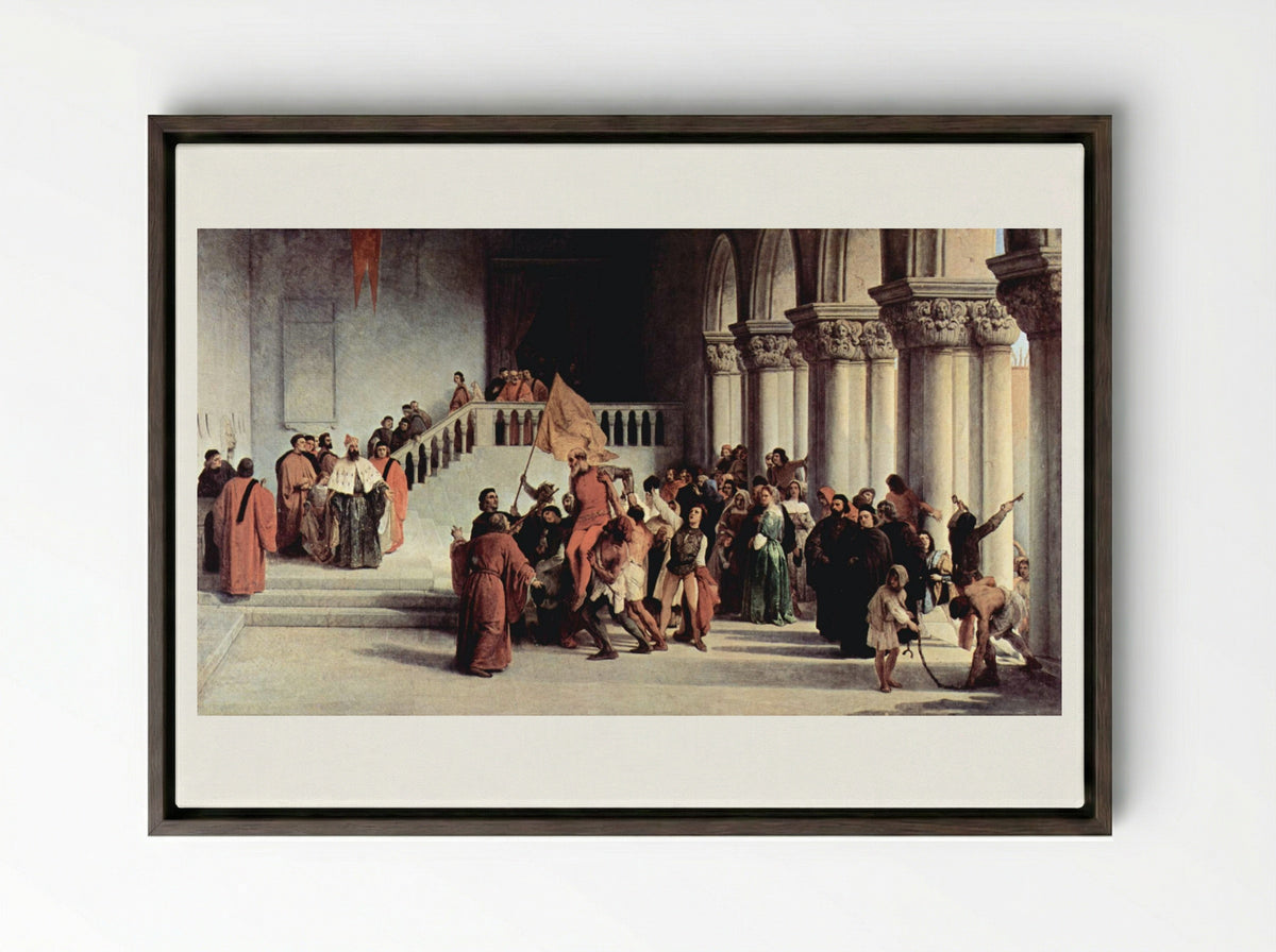 The Liberation of Vettor Pisani - Francesco Hayez - Framed Canvas Dark Wood